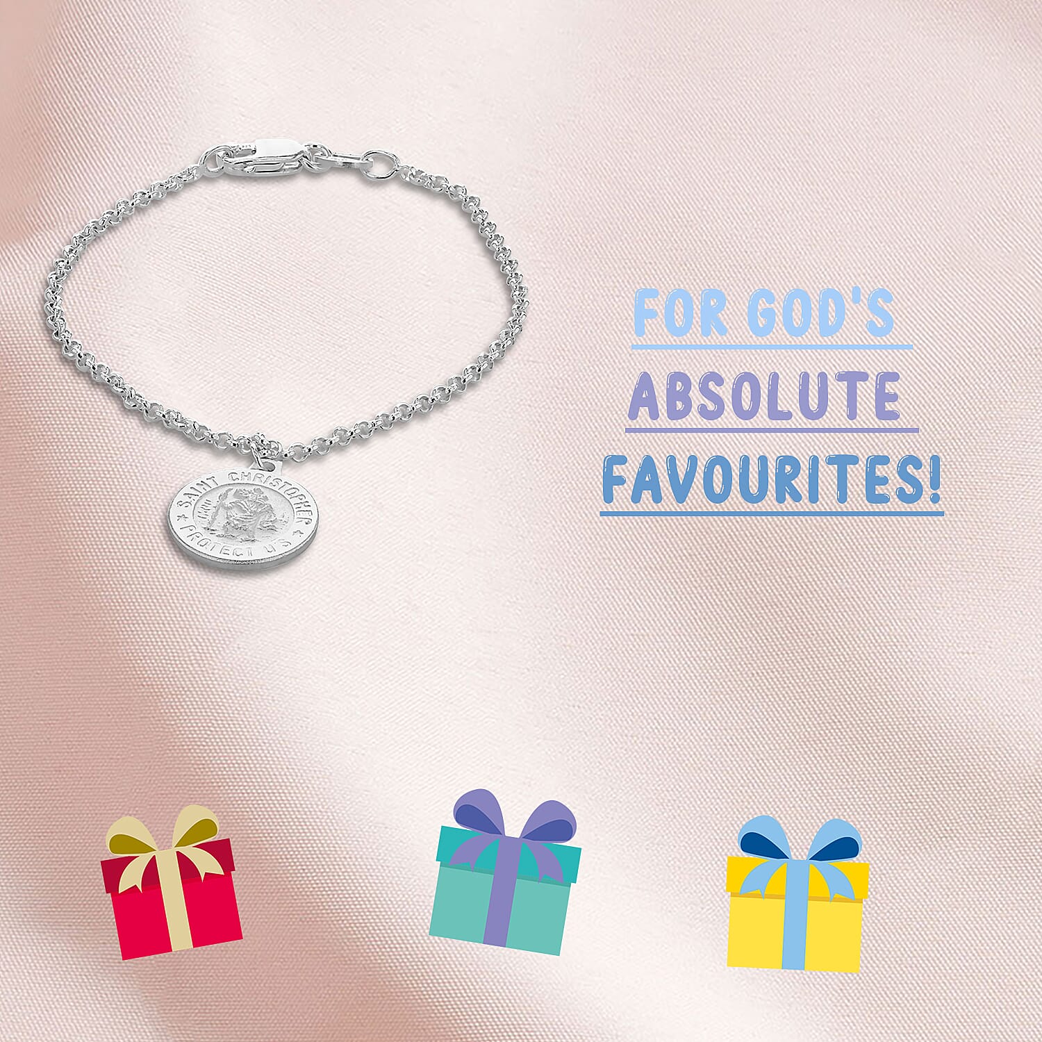 St Christopher Disc Charm Child Bracelet in Sterling Silver (Size 5.5 Inch) with Extender