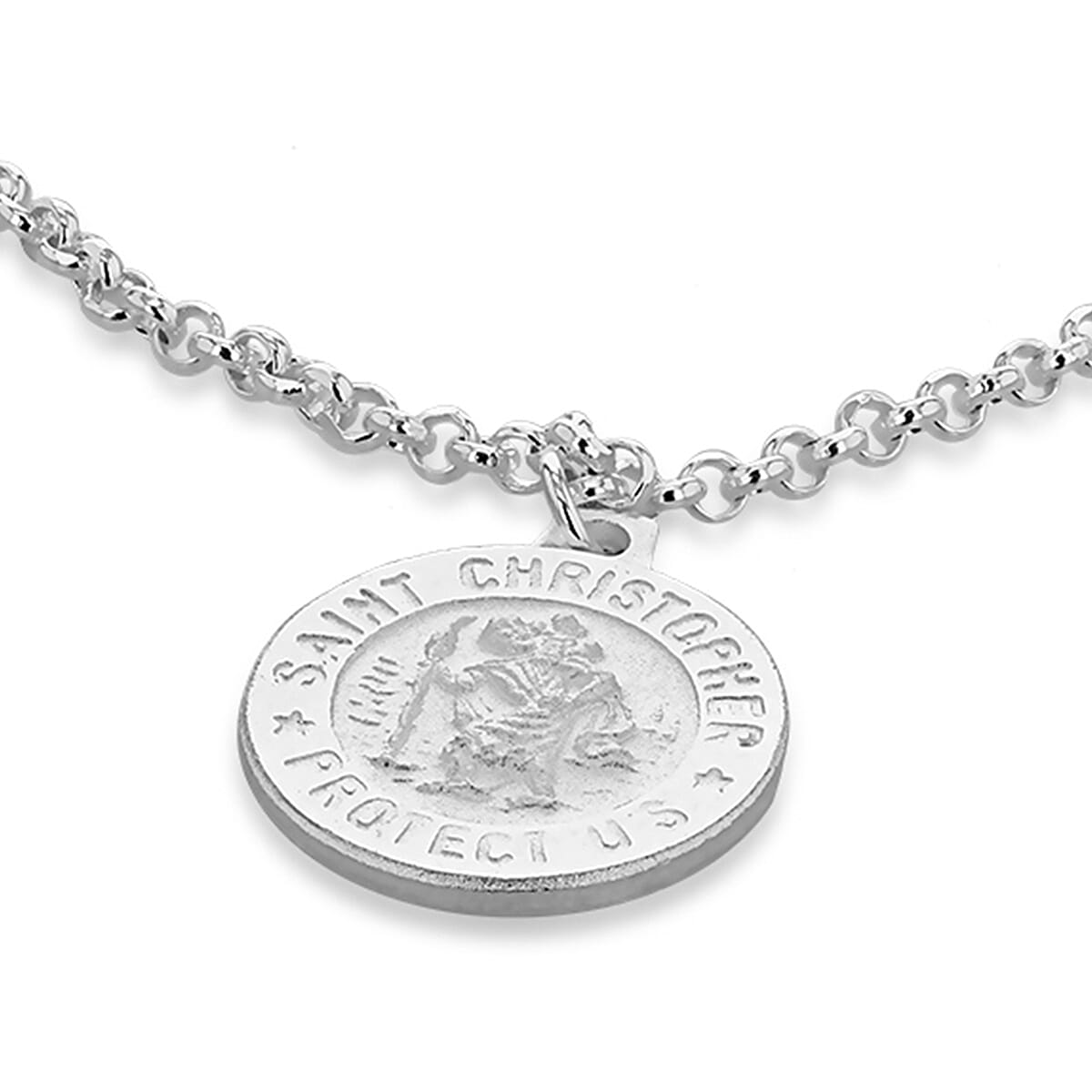 St Christopher Disc Charm Child Bracelet in Sterling Silver (Size 5.5 Inch) with Extender