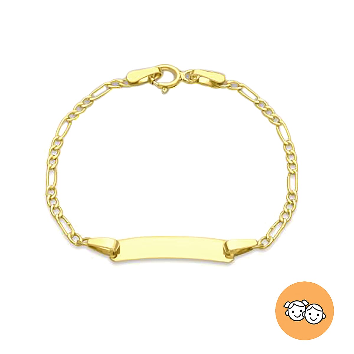 9K Yellow Gold Kids Figaro Bracelet (Size 5)