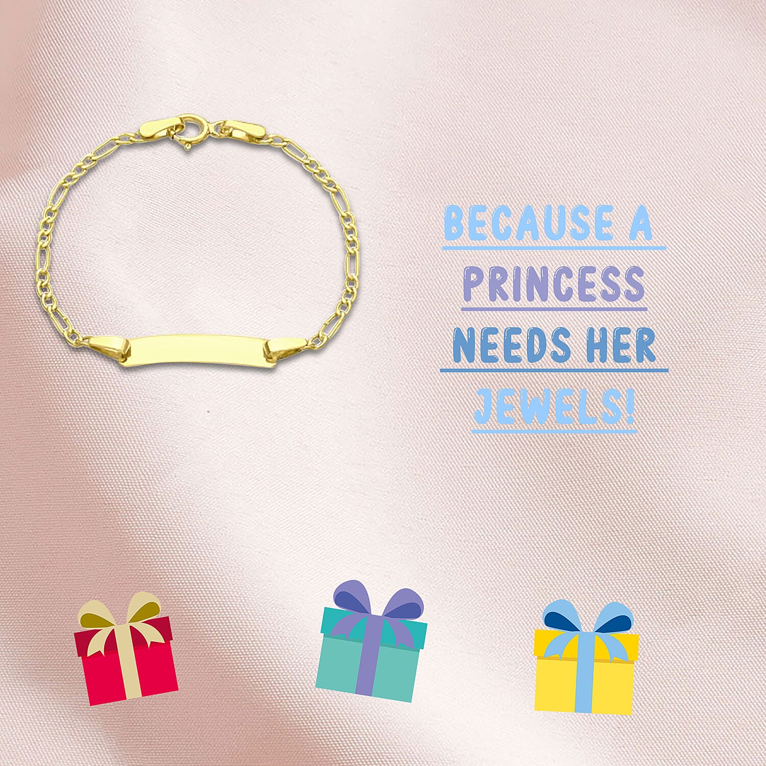 9K Yellow Gold Kids Figaro Bracelet (Size 5)