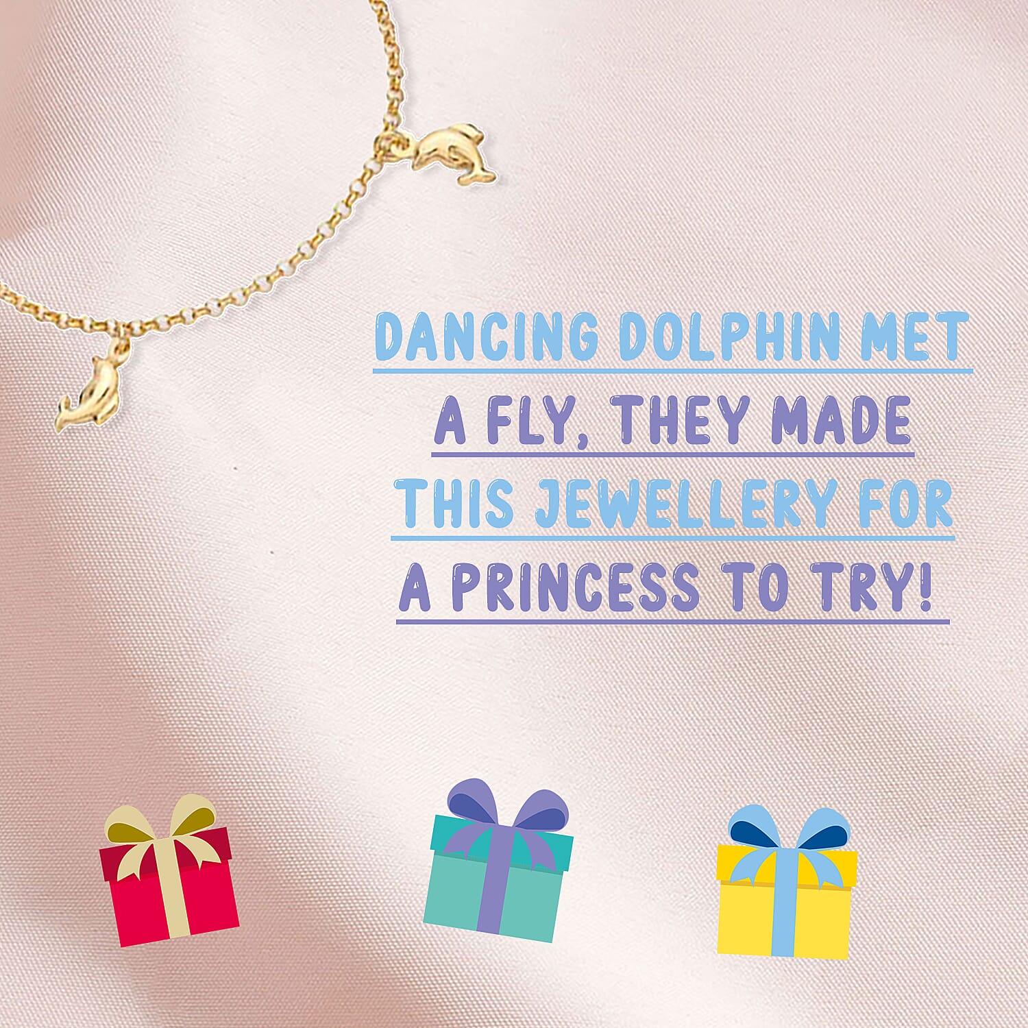 Children Dolphin Charm Belcher Bracelet in 9K Gold Size 6 Inch