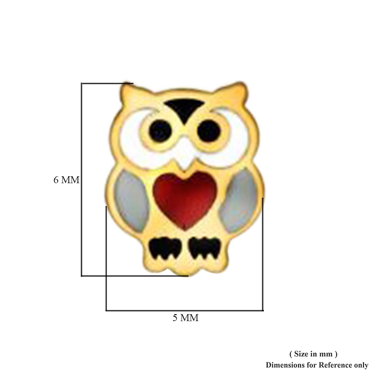 9K Yellow Gold Owl Stud Earrings (with Push Back)