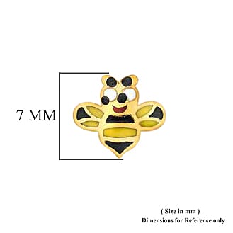 Children Happy Bee Stud Earrings in 9K Yellow Gold