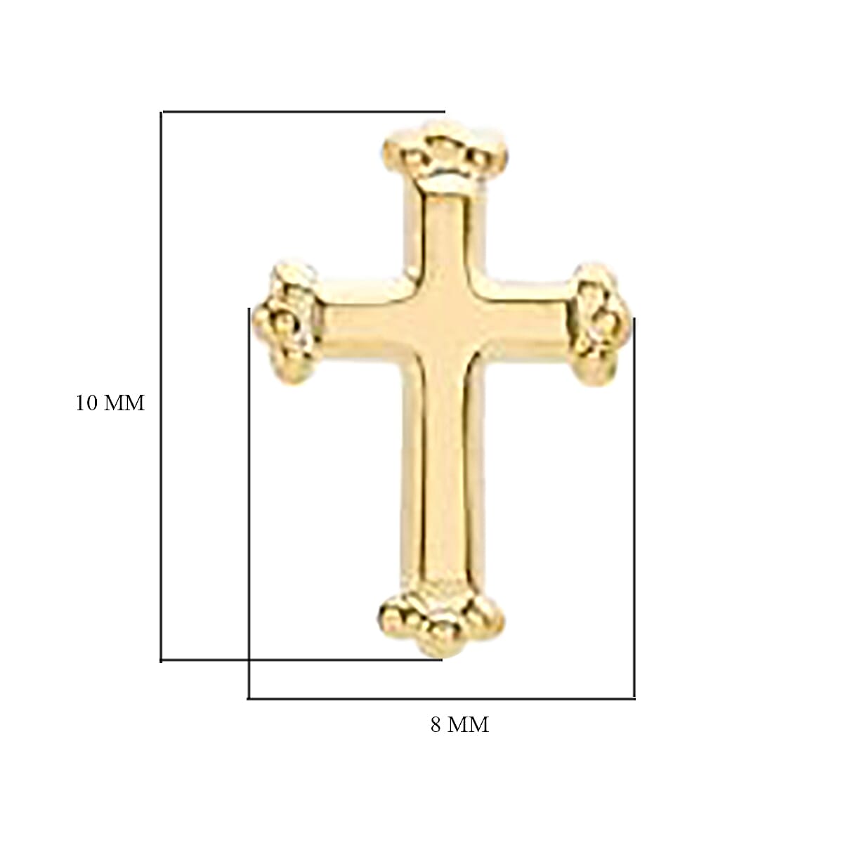 Cross Stud Earrings for Kids (with Push Back) in 9K Yellow Gold