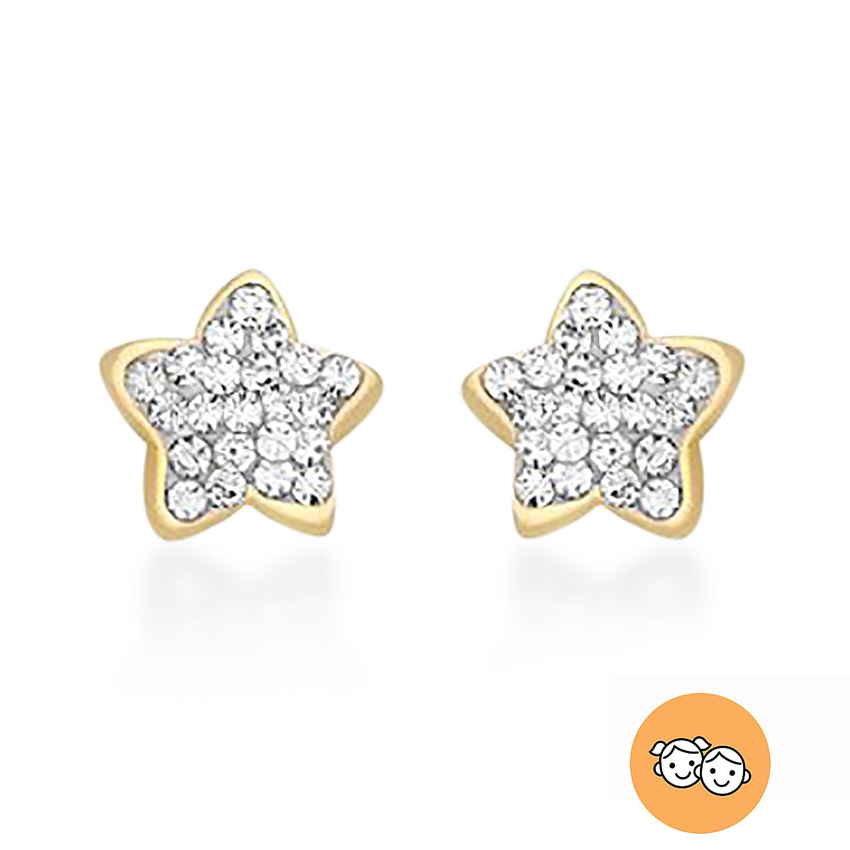 Children Simulated Diamond Star Stud Earrings in 9K Gold