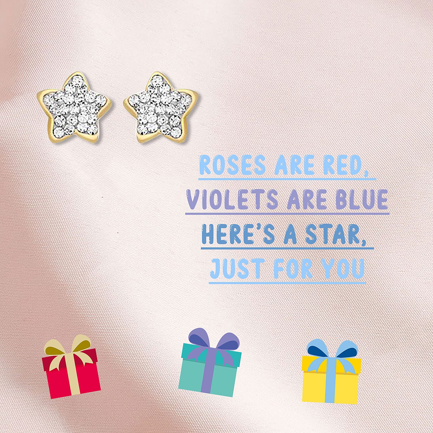 Children Simulated Diamond Star Stud Earrings in 9K Gold