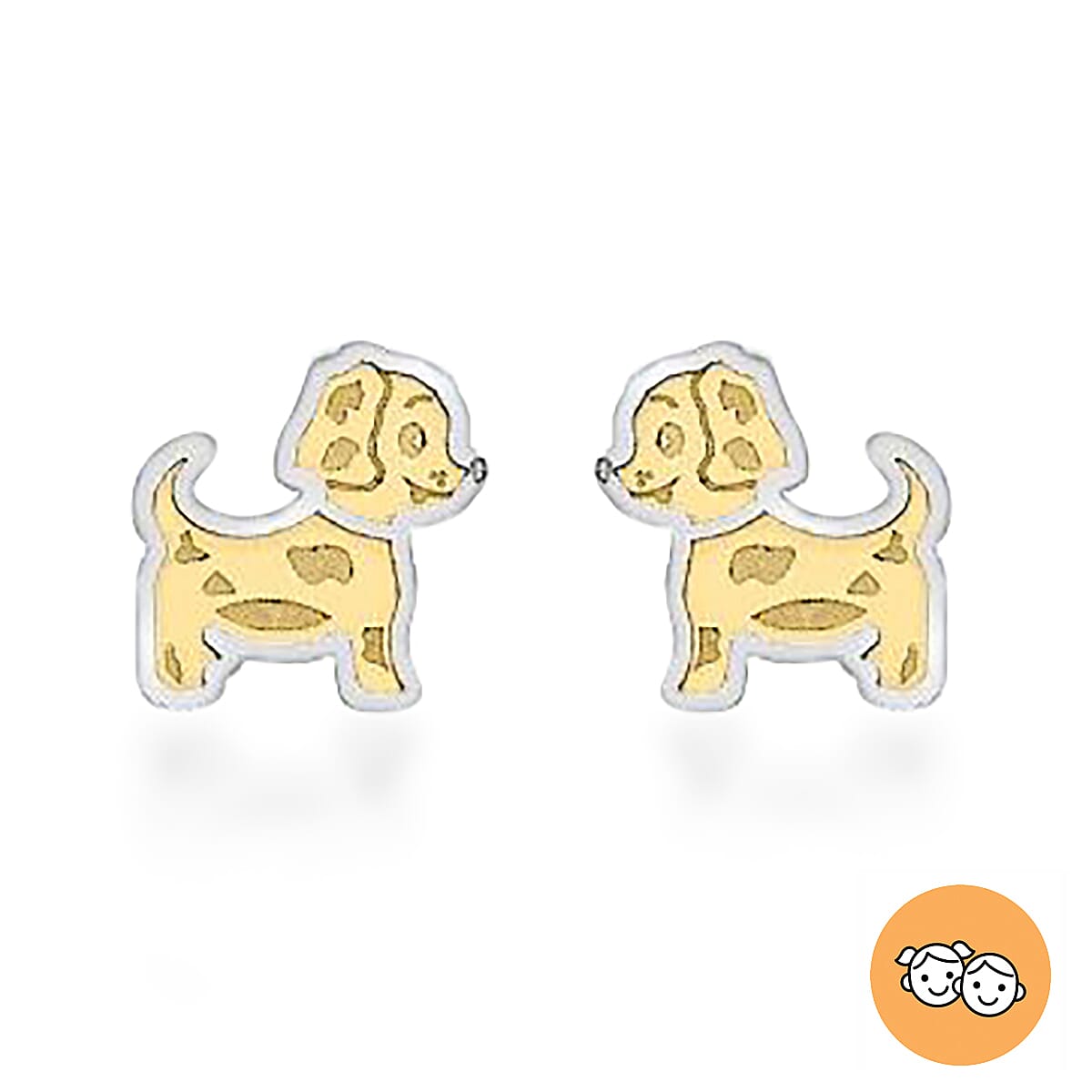 Children Doggy Stud Earrings in 9K Yellow and White Gold