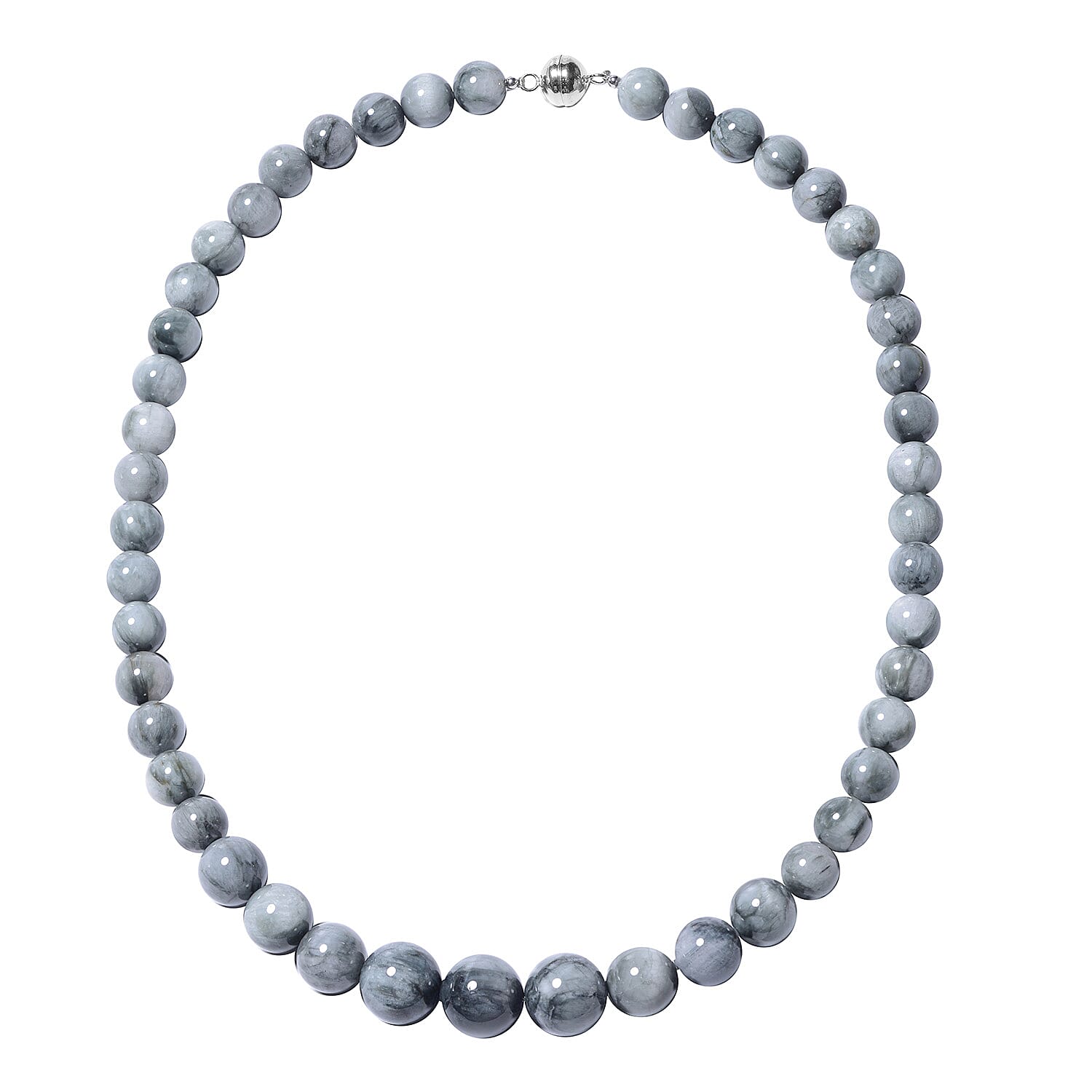 Eagle Eye Jasper Beads Necklace (Size 20) with Magnetic Lock in Rhodium Overlay Sterling Silver 407.50 Ct