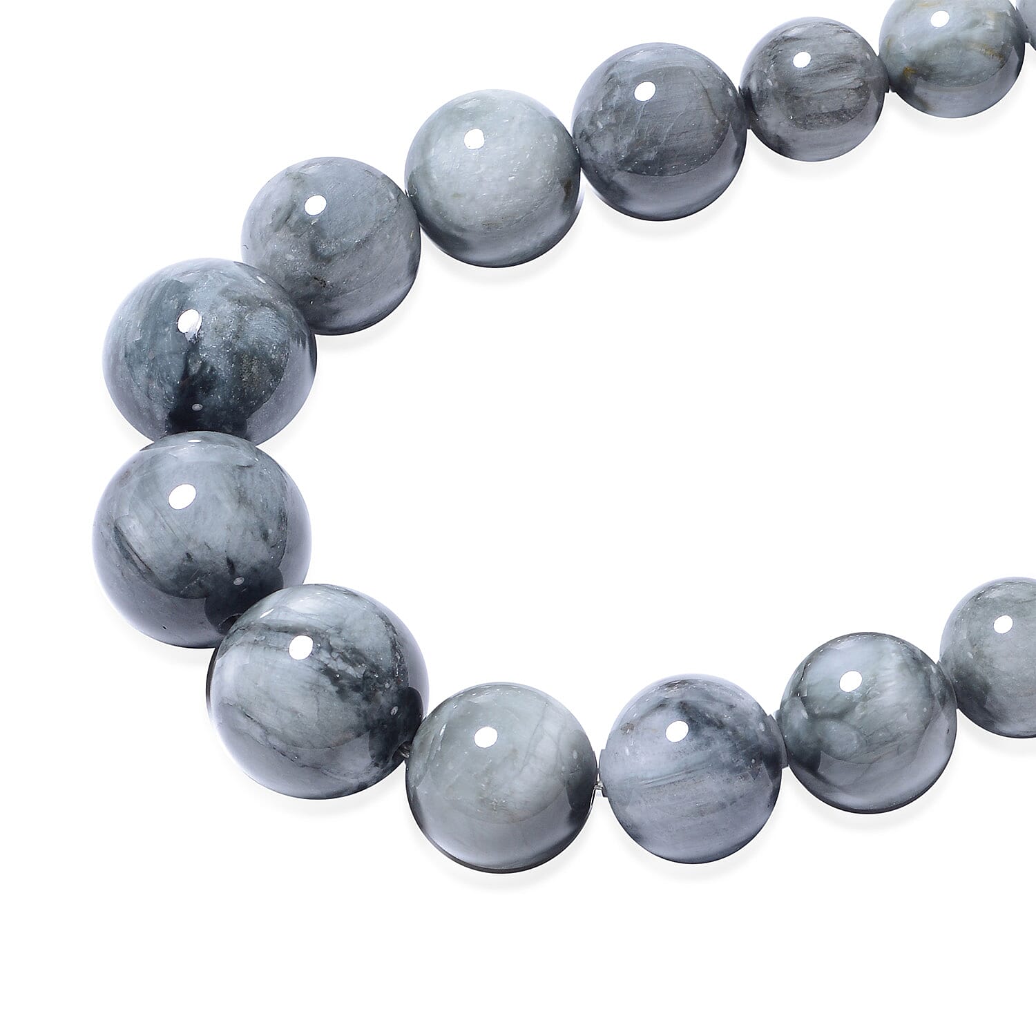 Eagle Eye Jasper Beads Necklace (Size 20) with Magnetic Lock in Rhodium Overlay Sterling Silver 407.50 Ct