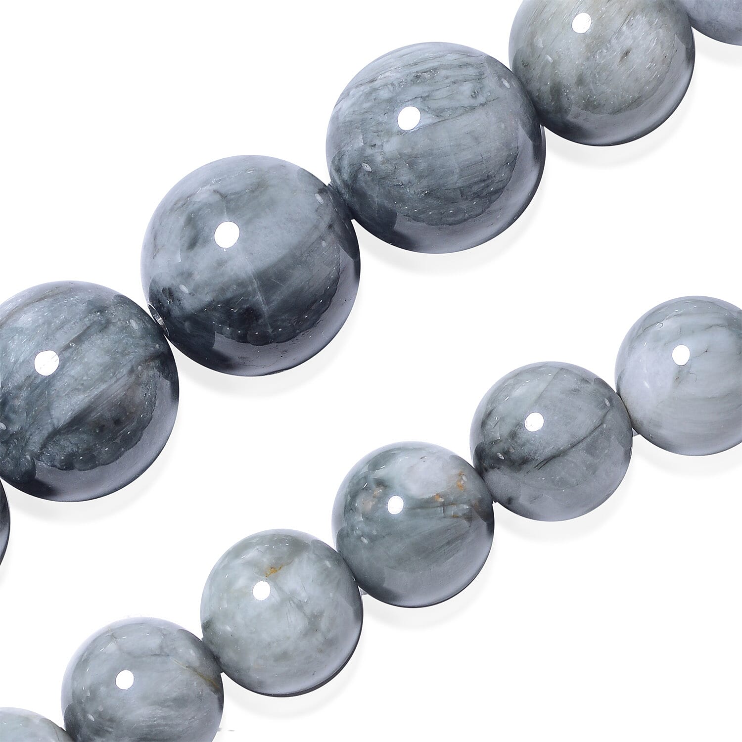 Eagle Eye Jasper Beads Necklace (Size 20) with Magnetic Lock in Rhodium Overlay Sterling Silver 407.50 Ct