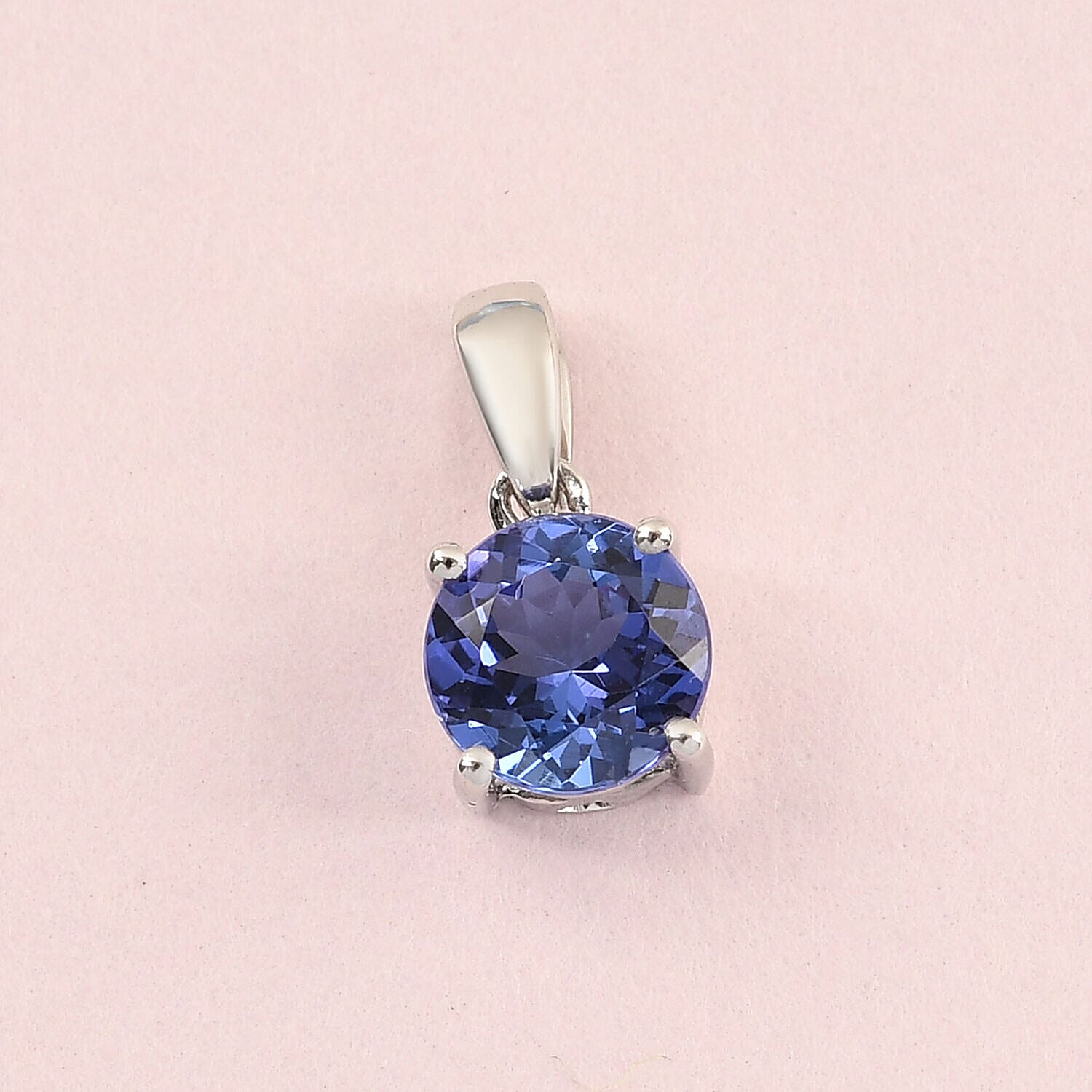 RHAPSODY 950 Platinum AAAA Tanzanite Round Solitaire Pendant 1.01 Ct.