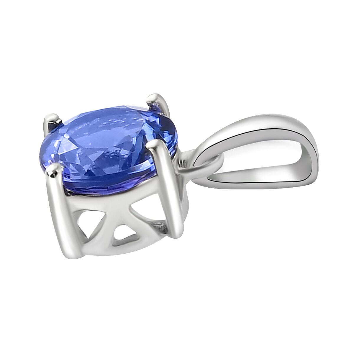 RHAPSODY 950 Platinum AAAA Tanzanite Round Solitaire Pendant 1.01 Ct.