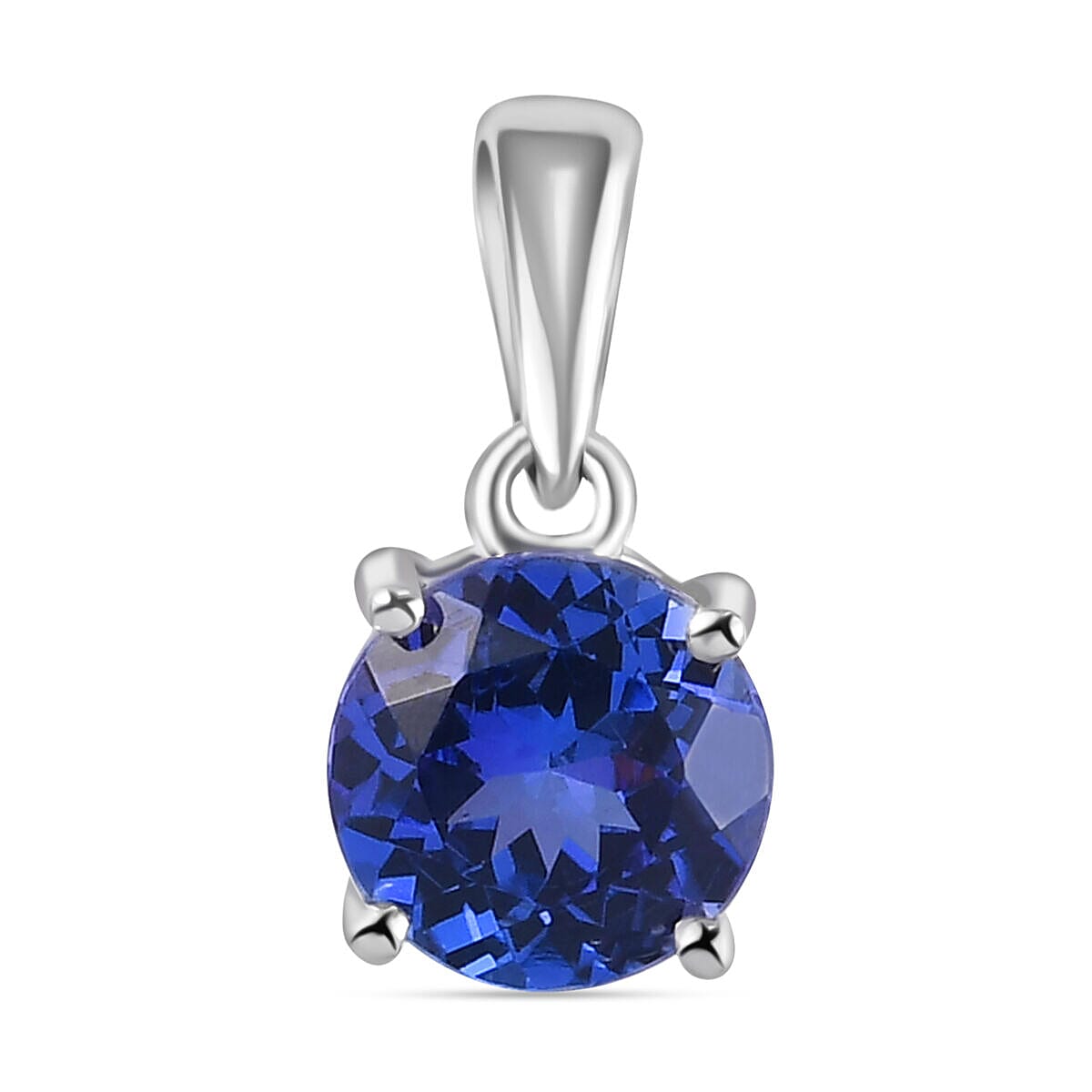 RHAPSODY 950 Platinum AAAA Tanzanite Round Solitaire Pendant 1.01 Ct.