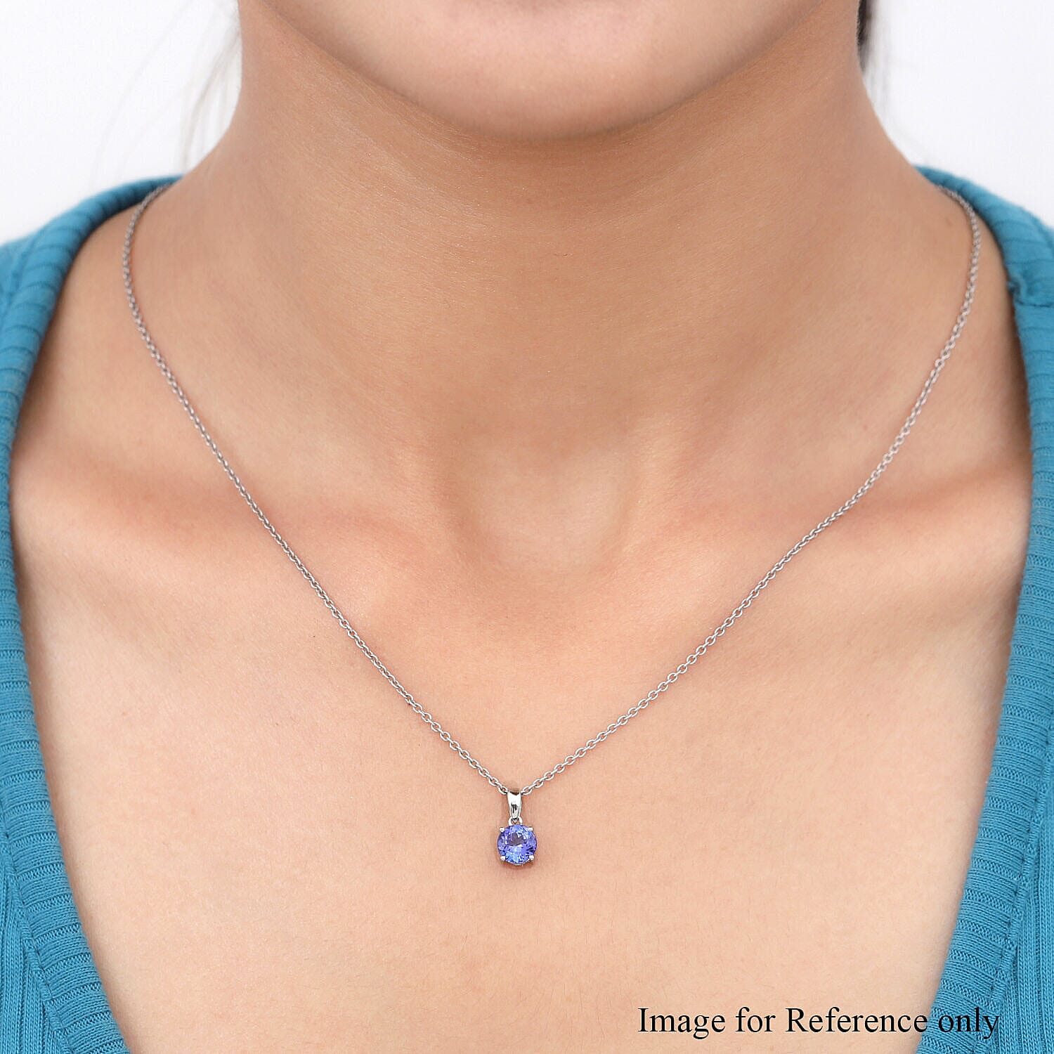RHAPSODY 950 Platinum AAAA Tanzanite Round Solitaire Pendant 1.01 Ct.