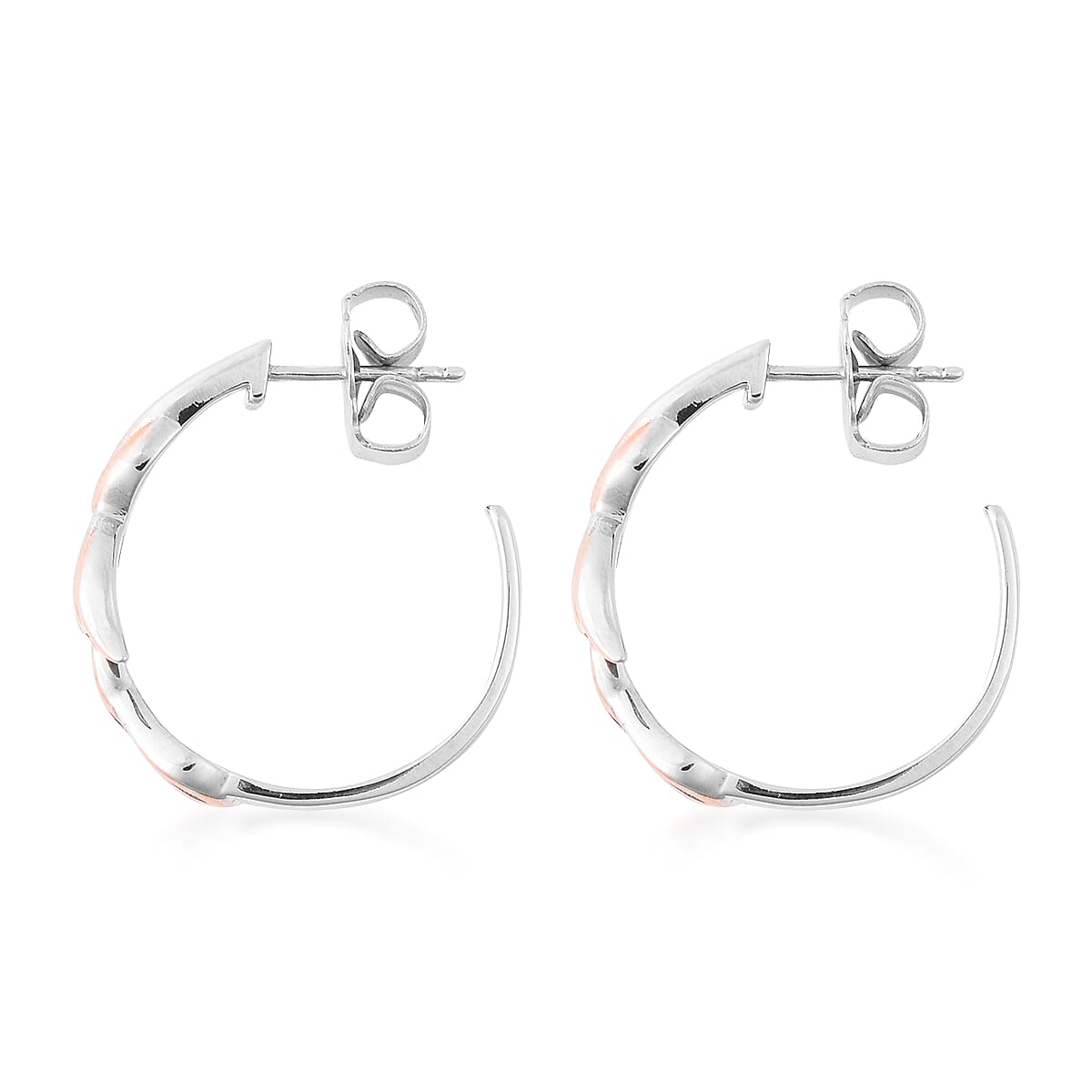 RACHEL GALLEY Two Tone Plated Sterling Silver J Hoop Leaf Earrings (with Push Back)