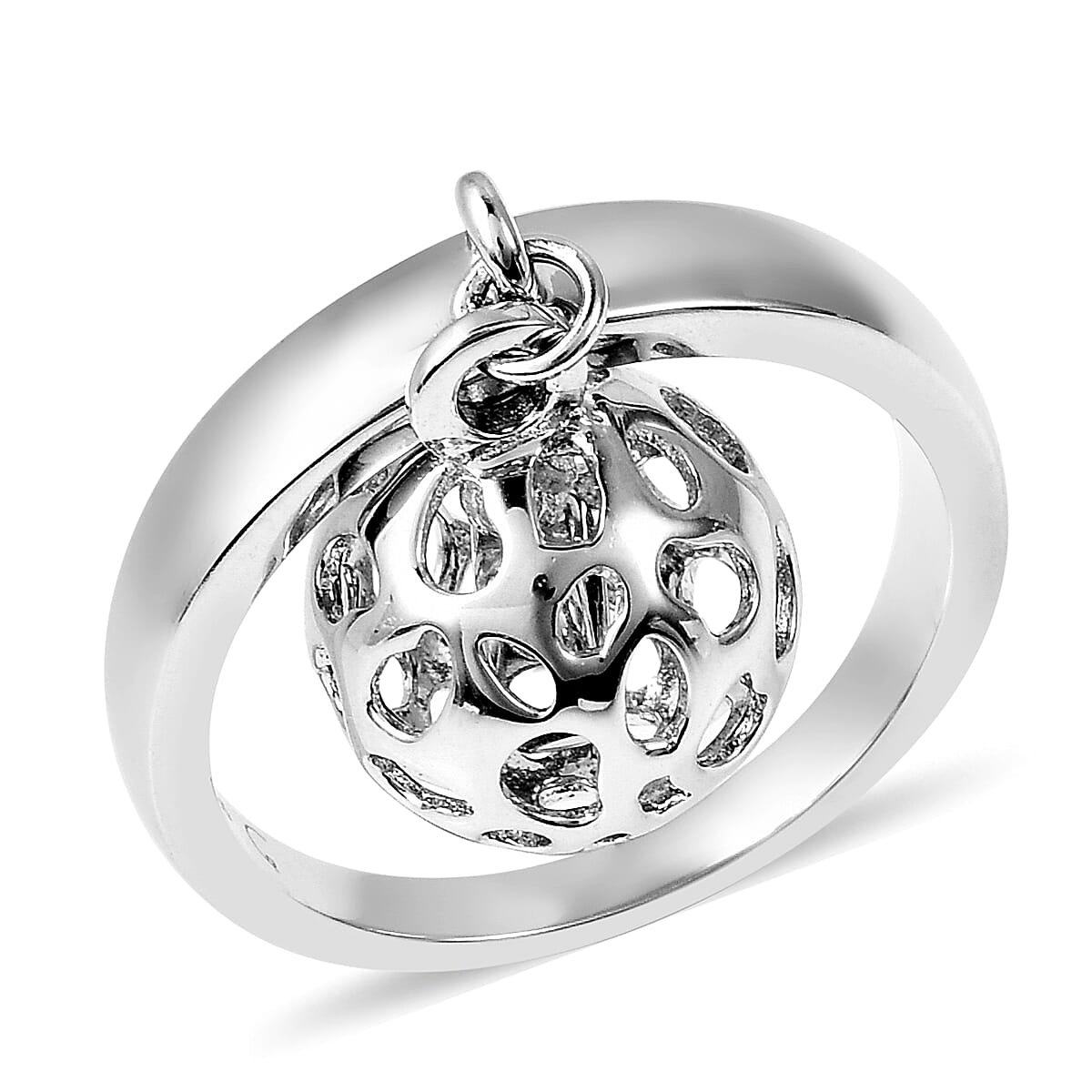 RACHEL GALLEY Chrome Diopside Lattice Globe Ring in Rhodium Overlay Sterling Silver