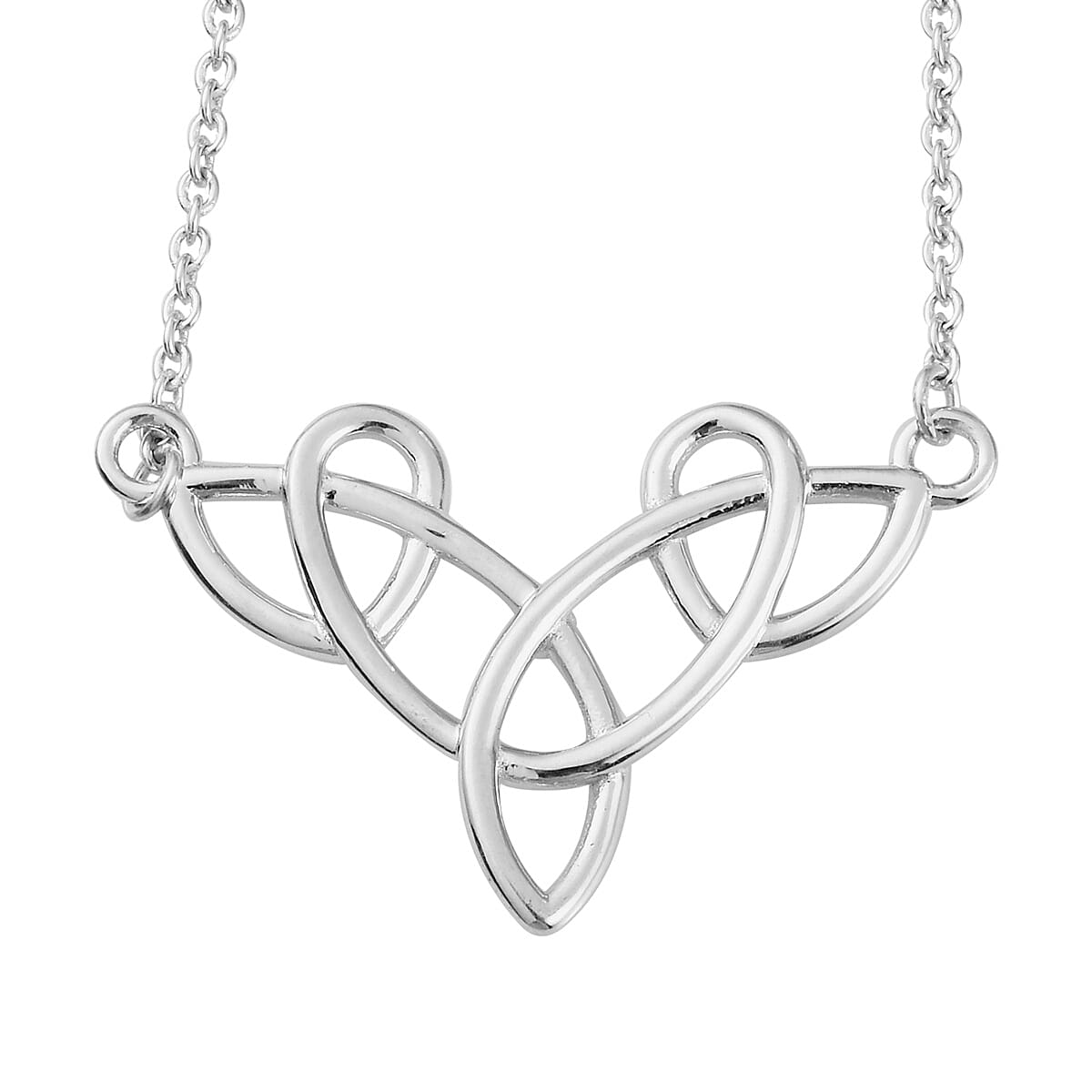 Platinum Overlay Sterling Silver Celtic Knot Necklace (Size 20)