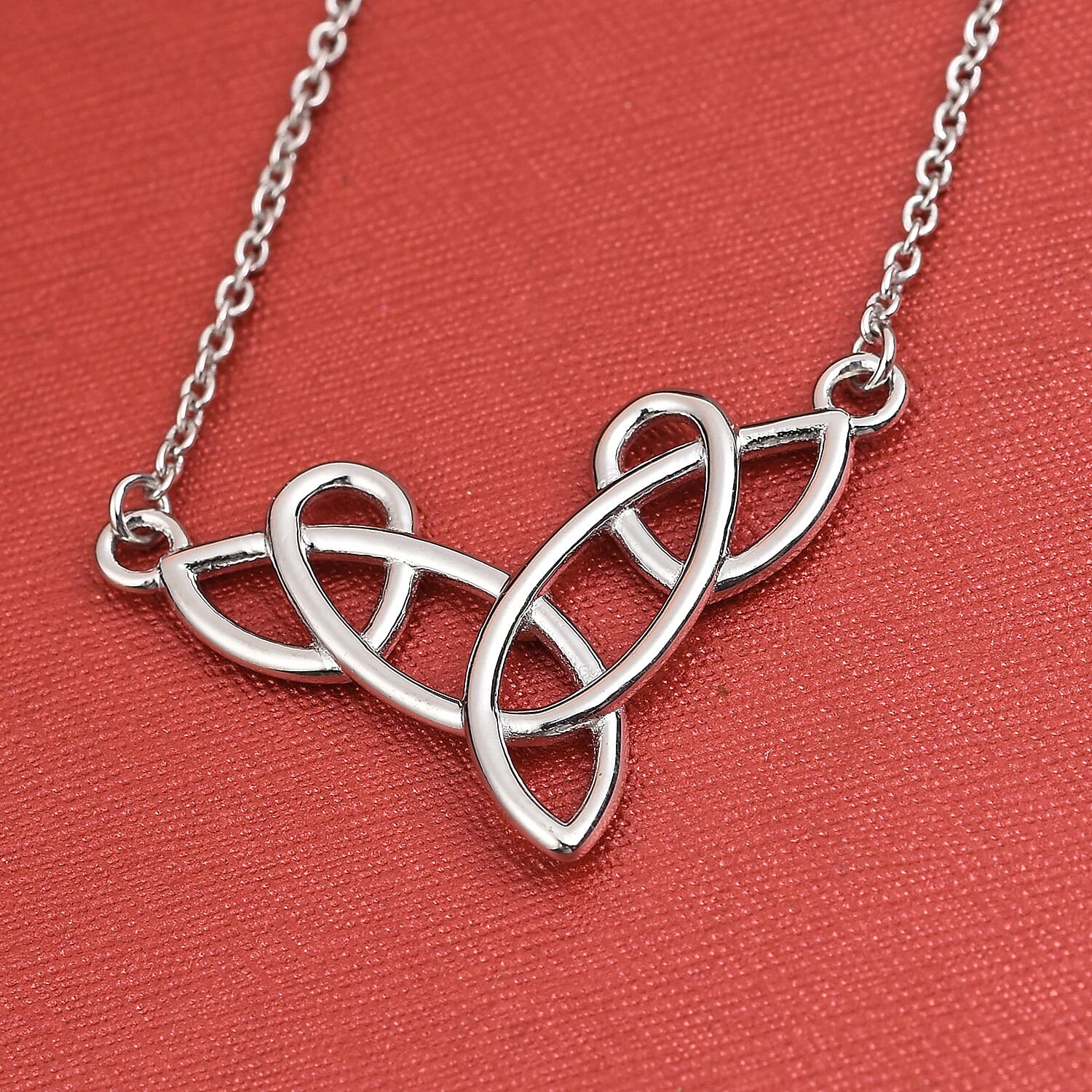 Platinum Overlay Sterling Silver Celtic Knot Necklace (Size 20)