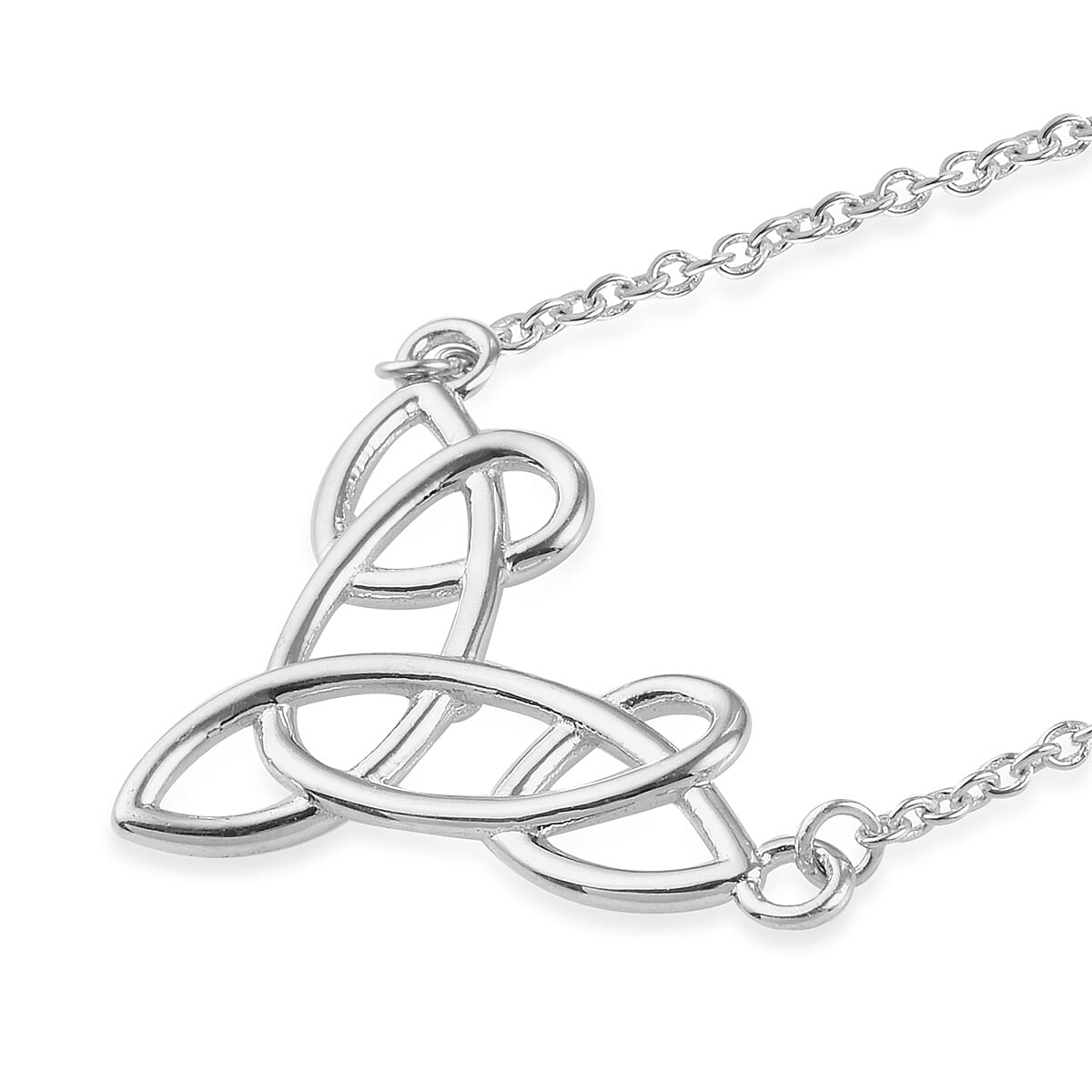 Platinum Overlay Sterling Silver Celtic Knot Necklace (Size 20)