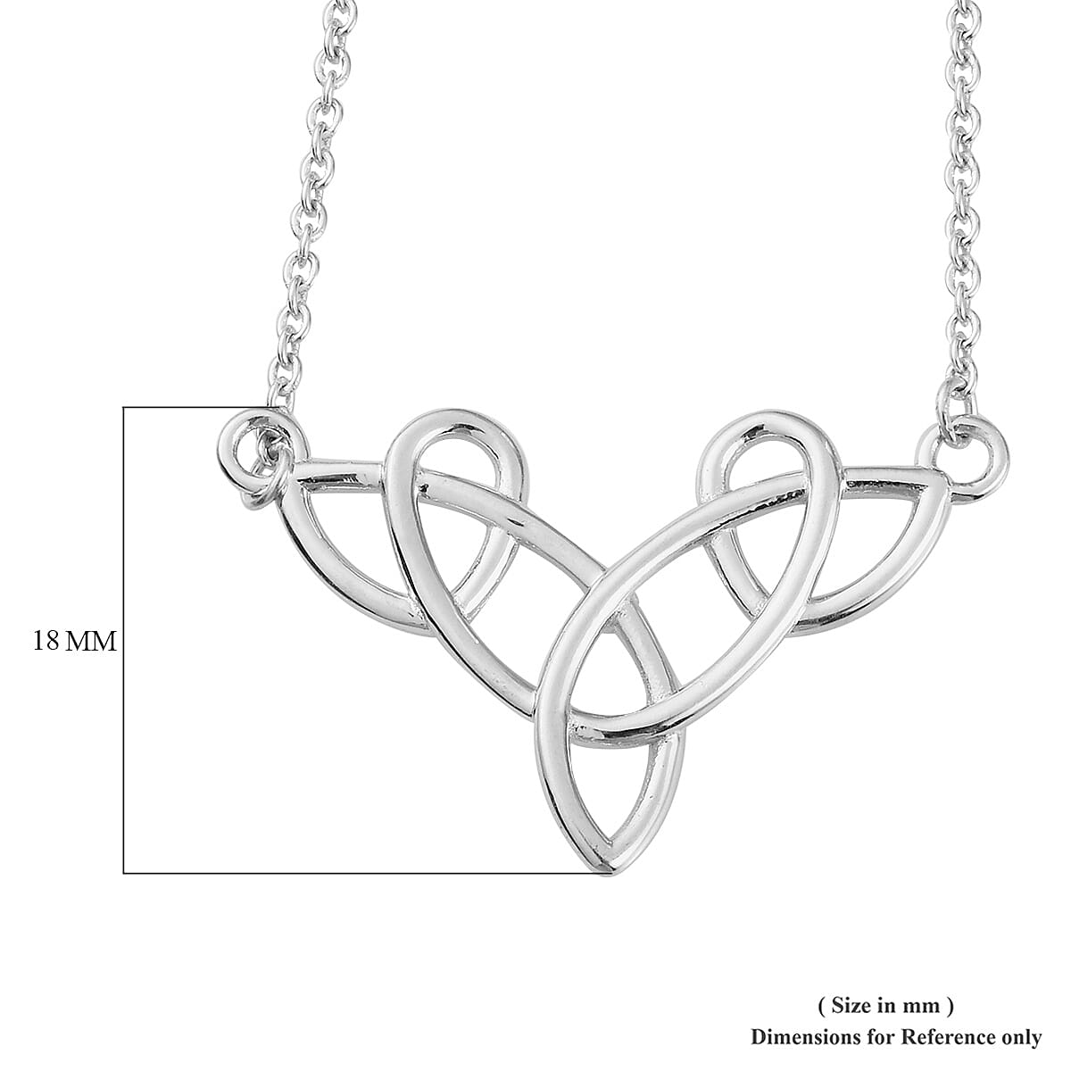 Platinum Overlay Sterling Silver Celtic Knot Necklace (Size 20)