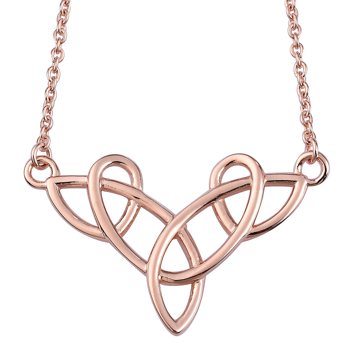 Rose Gold Overlay Sterling Silver Celtic Knot Necklace (Size 20)