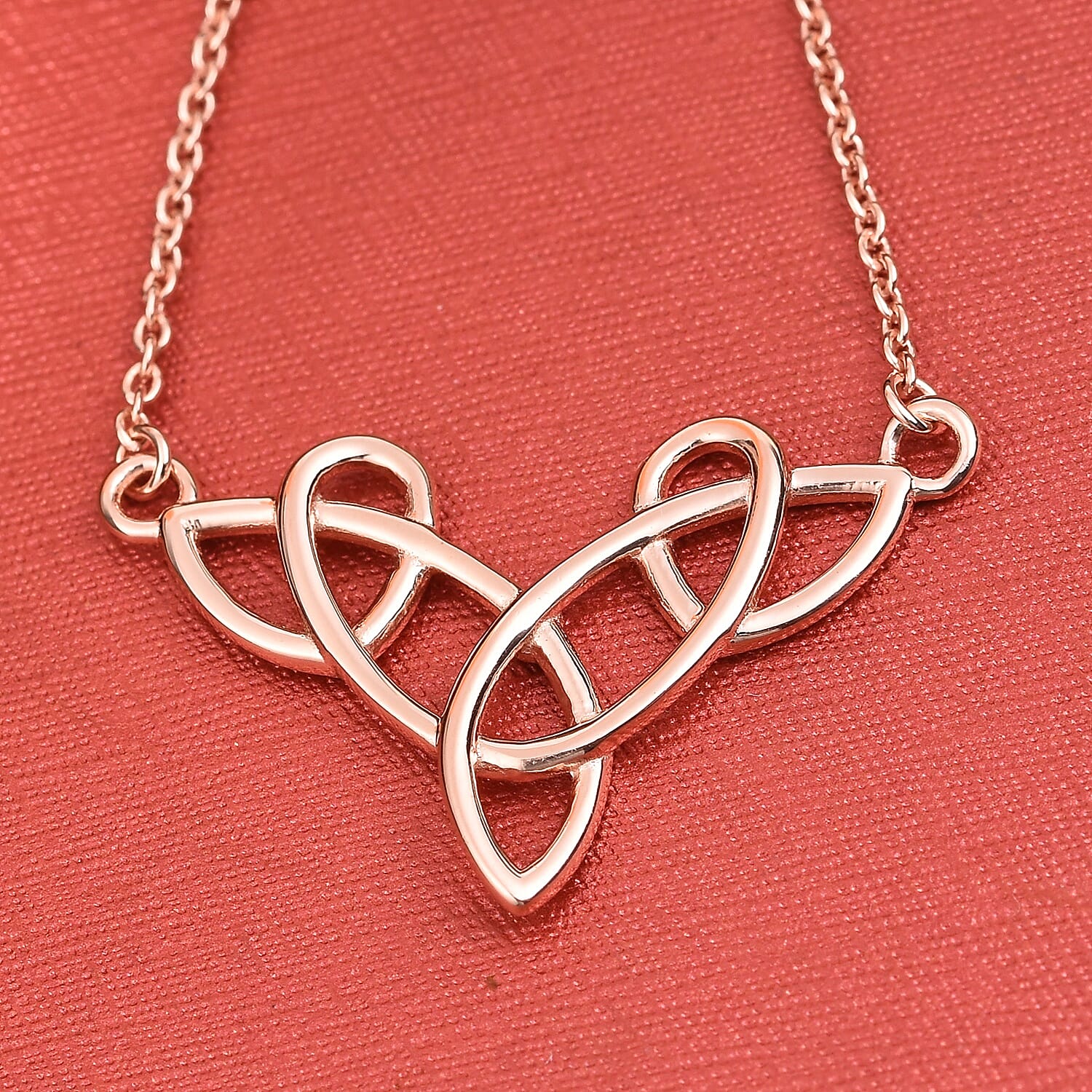 Rose Gold Overlay Sterling Silver Celtic Knot Necklace (Size 20)