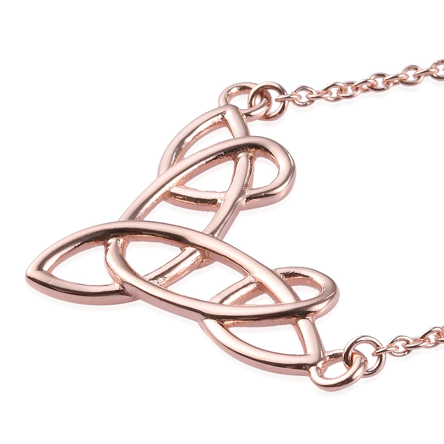 Rose Gold Overlay Sterling Silver Celtic Knot Necklace (Size 20)