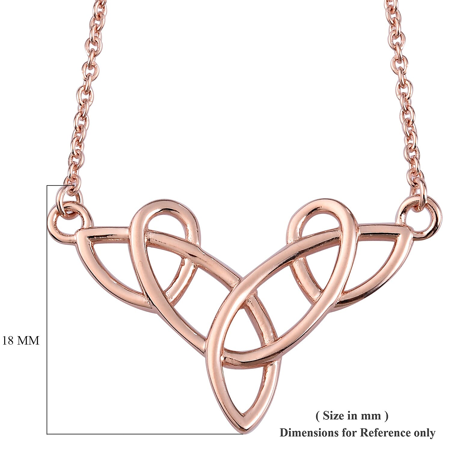 Rose Gold Overlay Sterling Silver Celtic Knot Necklace (Size 20)