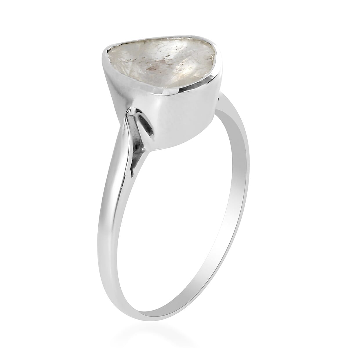 Artisan Crafted Polki Diamond Ring in Platinum Overlay Sterling Silver