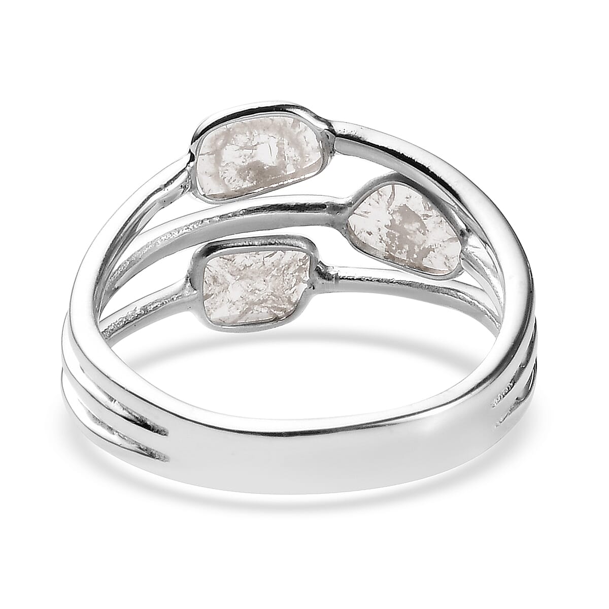 Artisan Crafted Polki Diamond Ring in Platinum Overlay Sterling Silver 0.30 Ct.