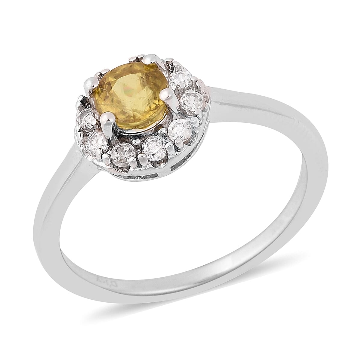AA Sava Sphene and Natural Cambodian Zircon Ring in Rhodium Overlay Sterling Silver 1.15 Ct.