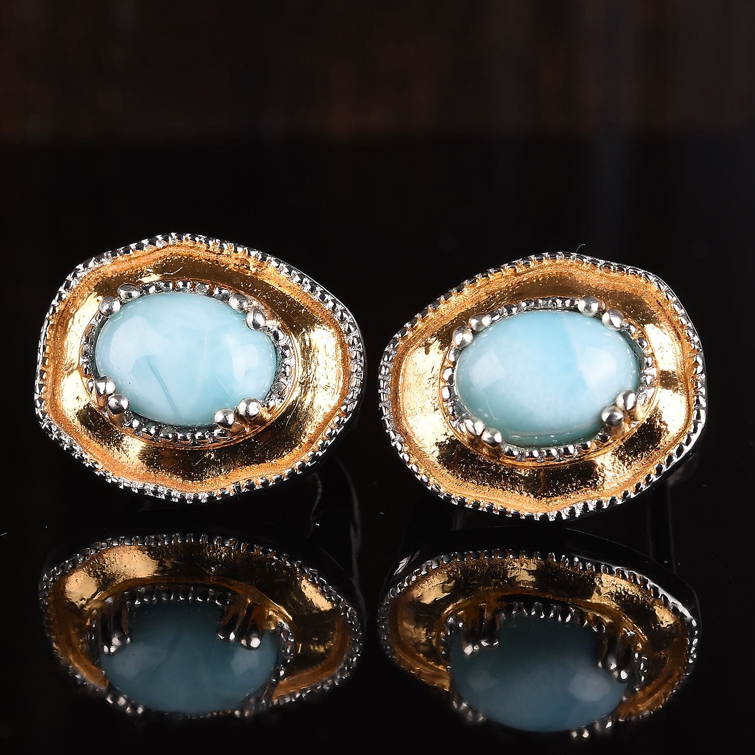 9 2024 Pcs Larimar Connectors, Gemstone Connectors, Wholesale Bulk Jewelry Supplies, 14K Gold Plated over Sterling Silver, 22x11.5mm - 28x14.5mm