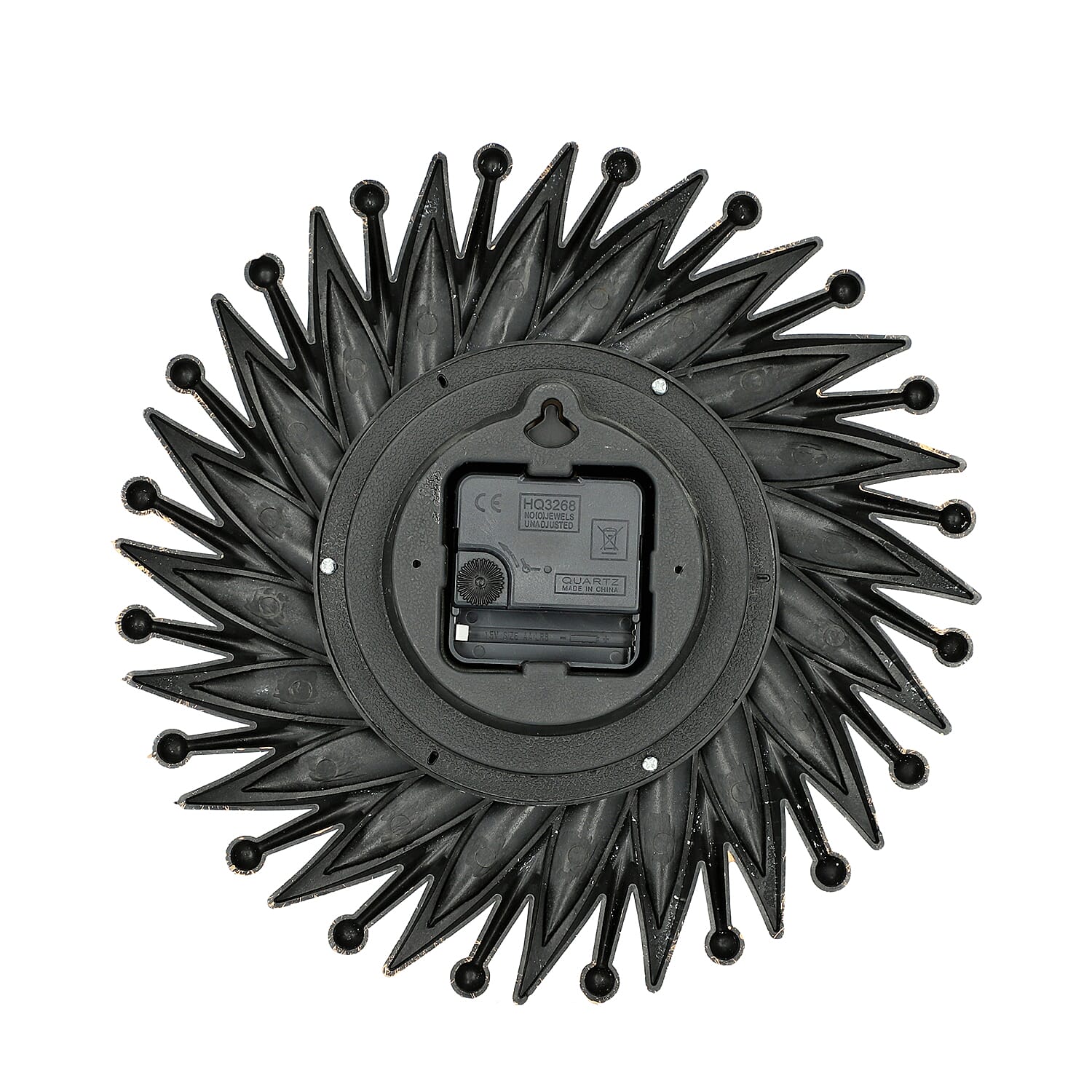 3 Piece Set - Golden Flower Wall Clock with Mirrors (Size 26x26cm/Pcs)