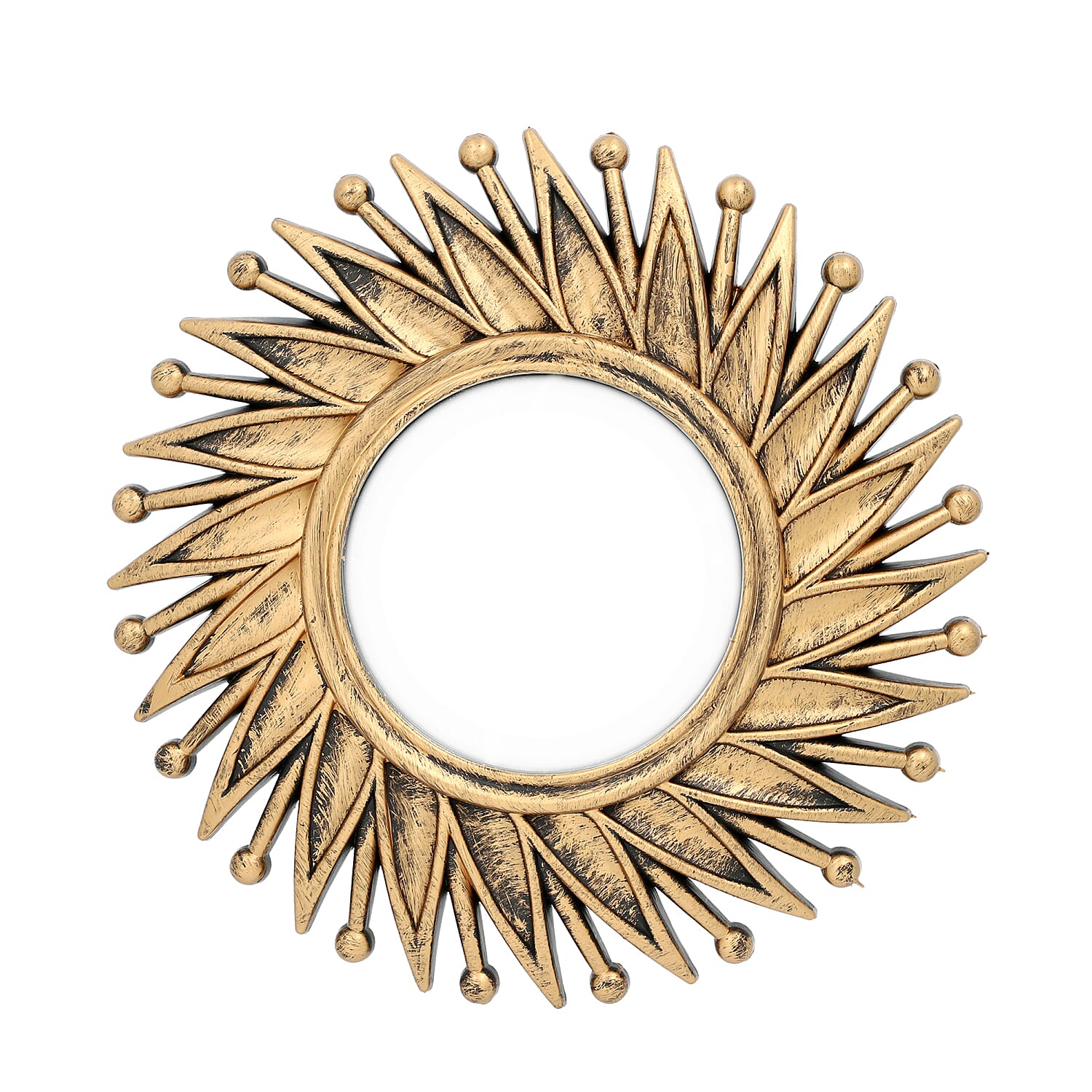 3 Piece Set - Golden Flower Wall Clock with Mirrors (Size 26x26cm/Pcs)