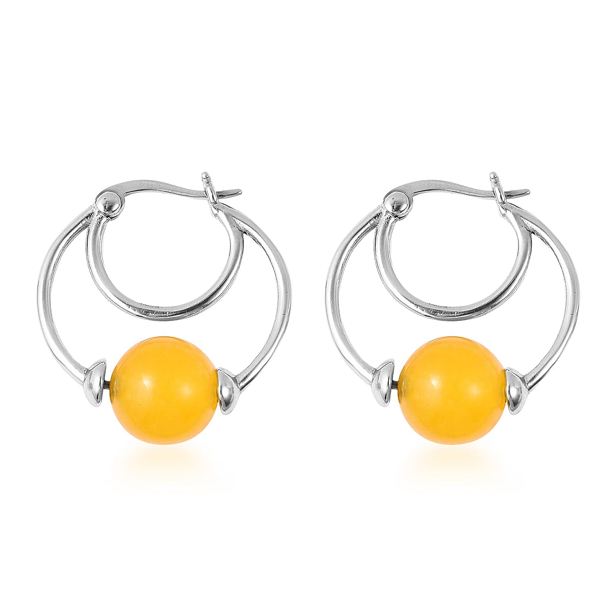 Multi Colour Jade Five Bead Interchangeable Earrings in Stainless Steel 70.60 Ct.