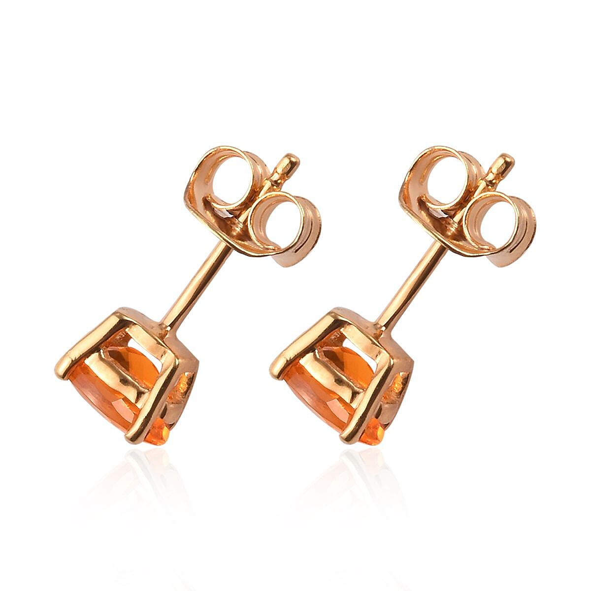 AA Jalisco Fire Opal Stud Earrings (with Push Back) in 14K Gold Overlay Sterling Silver 0.75 Ct.