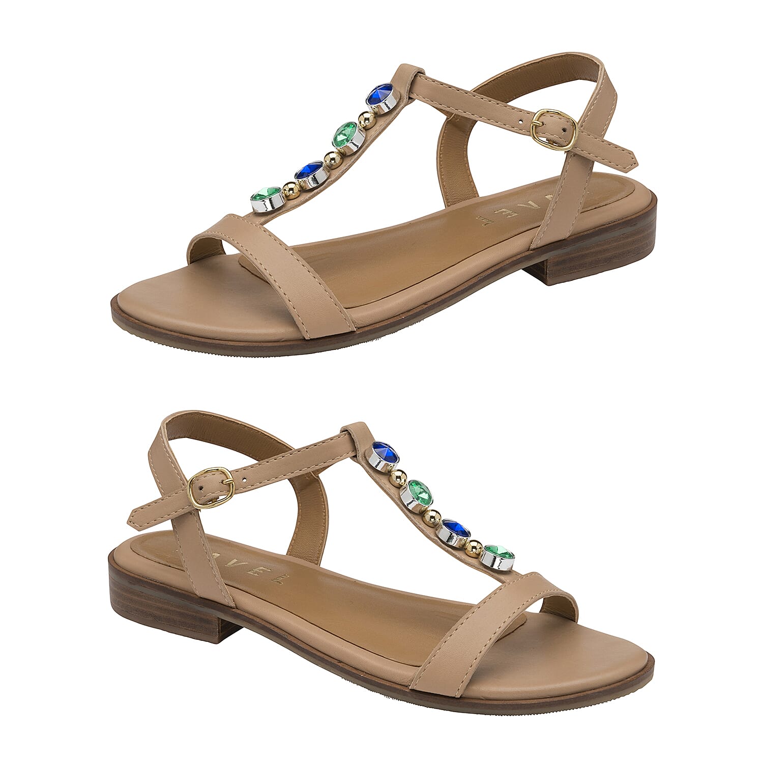 Ravel Kandos Leather Flat Sandals in Nude Pattern