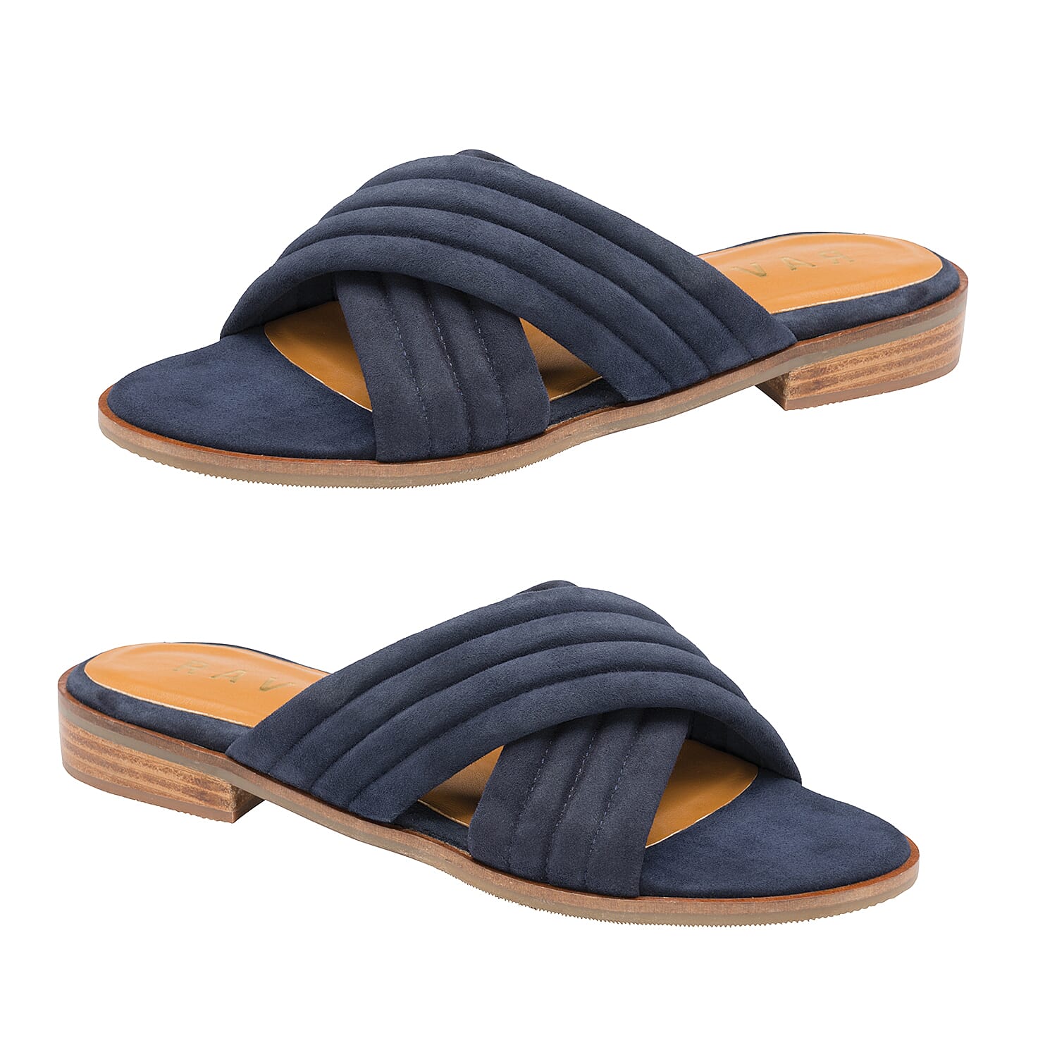 Ravel Sarina Suede Mule Sandals in Navy Colour