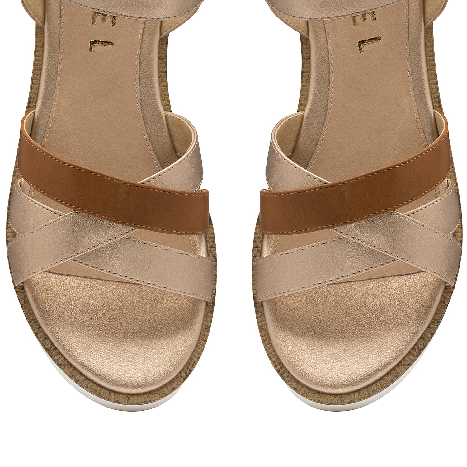 Ravel Monto Flatform Sandals (Size 6) - Rose Gold and Tan