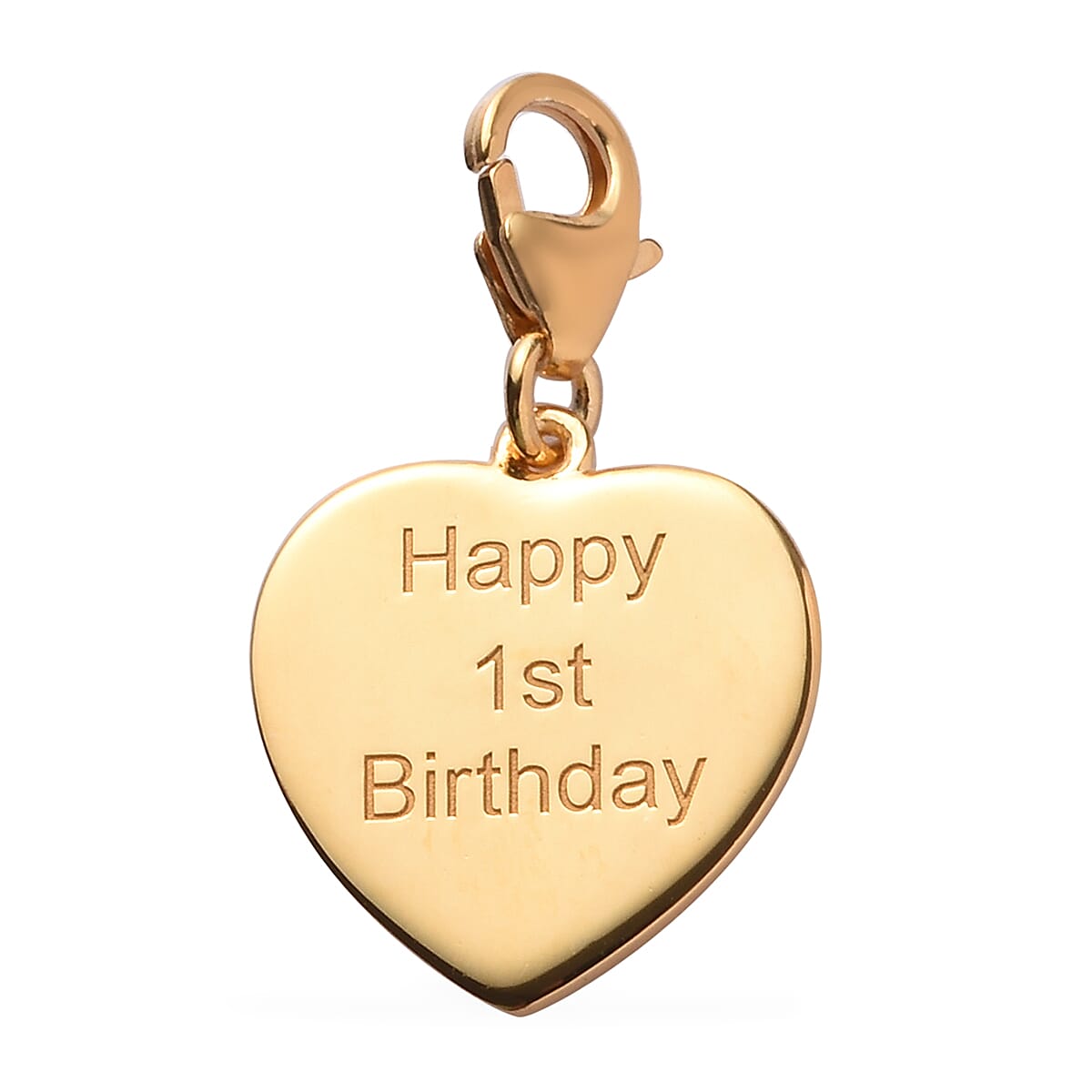14K Gold Overlay Sterling Silver Happy 1st Birthday Charm