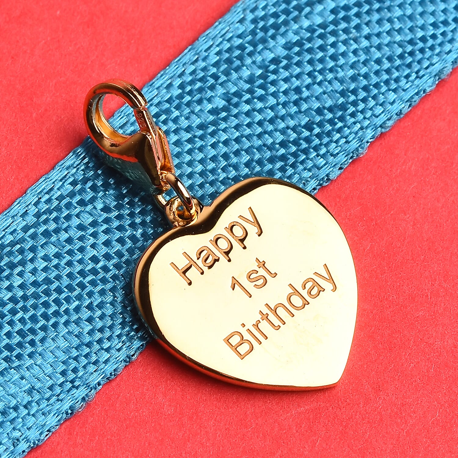 14K Gold Overlay Sterling Silver Happy 1st Birthday Charm