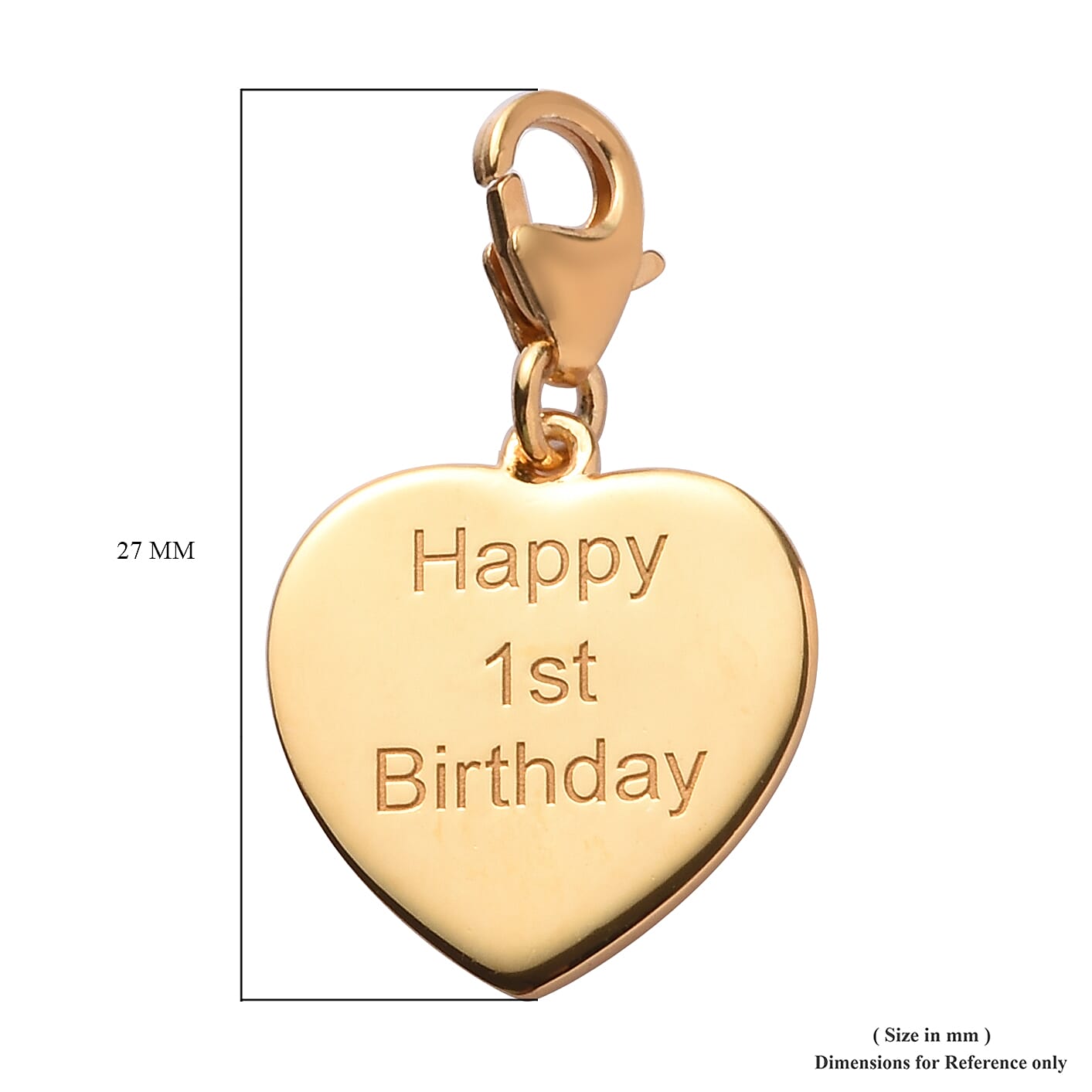 14K Gold Overlay Sterling Silver Happy 1st Birthday Charm