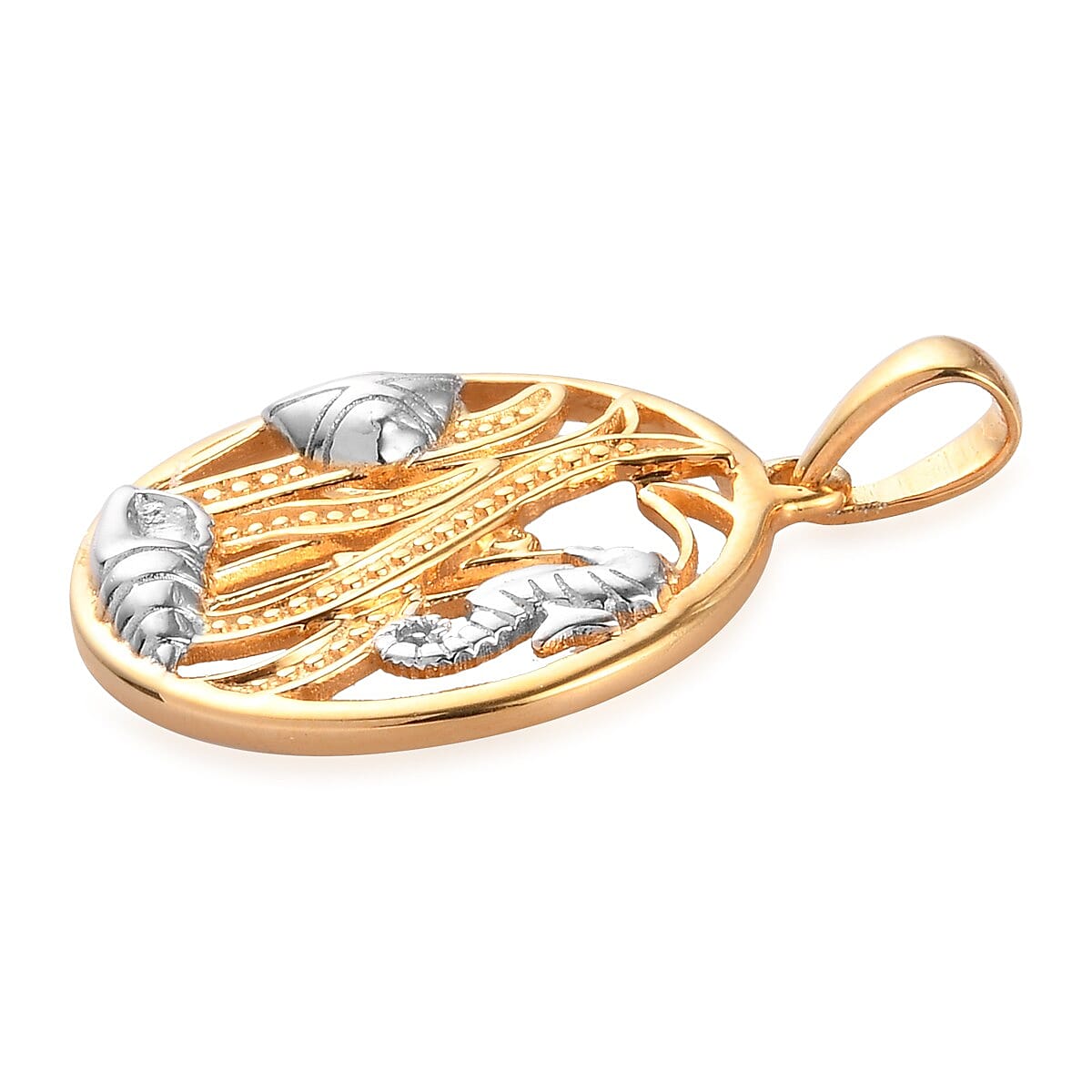 Platinum and Yellow Gold Overlay Sterling Silver Sea World Pendant