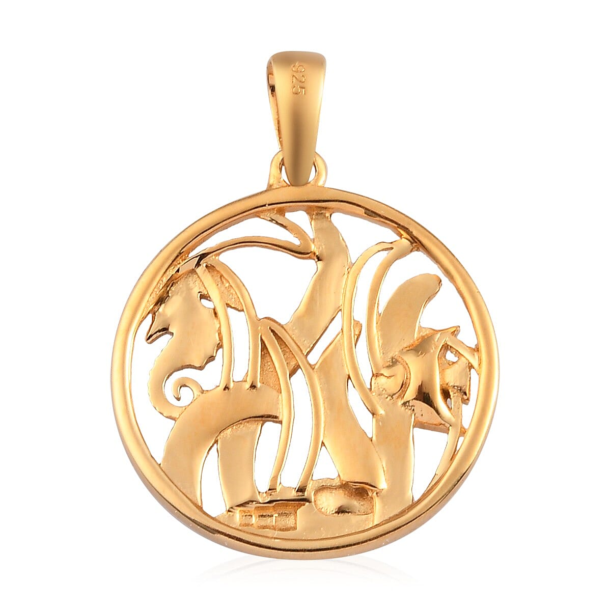 Platinum and Yellow Gold Overlay Sterling Silver Sea World Pendant