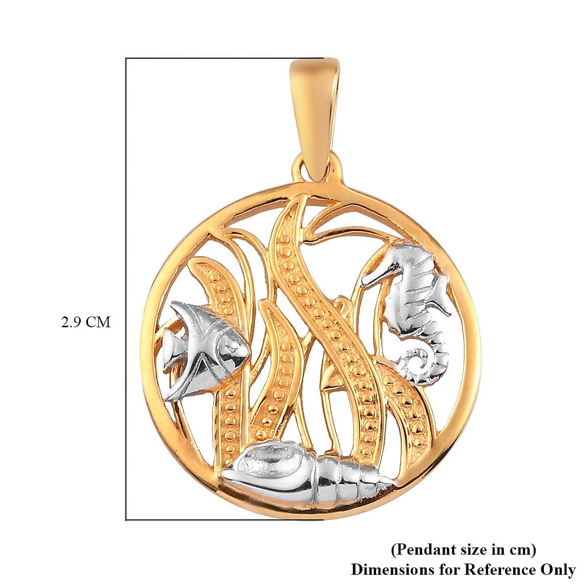 Platinum and Yellow Gold Overlay Sterling Silver Sea World Pendant