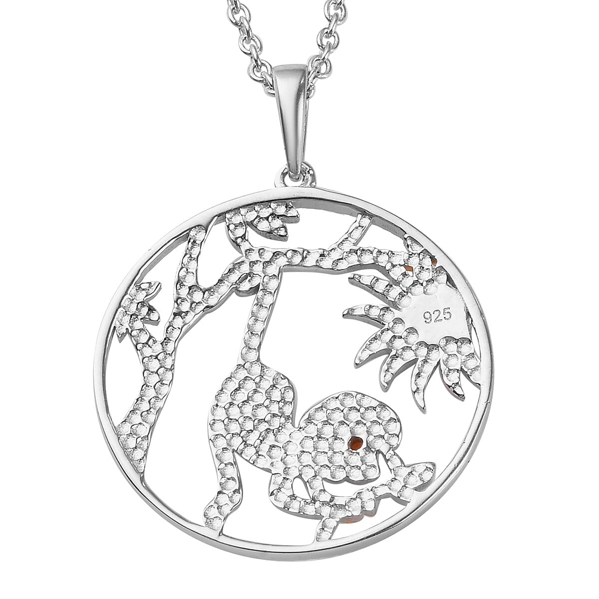 Garnet Monkey Pendant with Chain (Size 18) in Platinum and Yellow Gold Overlay Sterling Silver, Silver wt 5.30 Gms