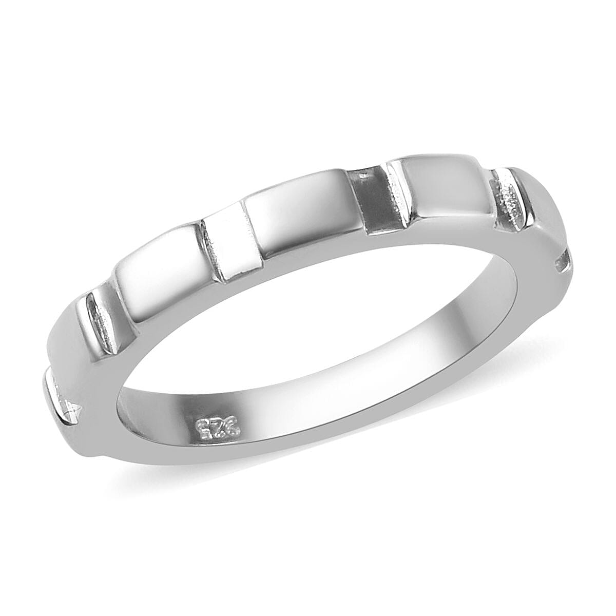 Platinum Overlay Sterling Silver Band Ring