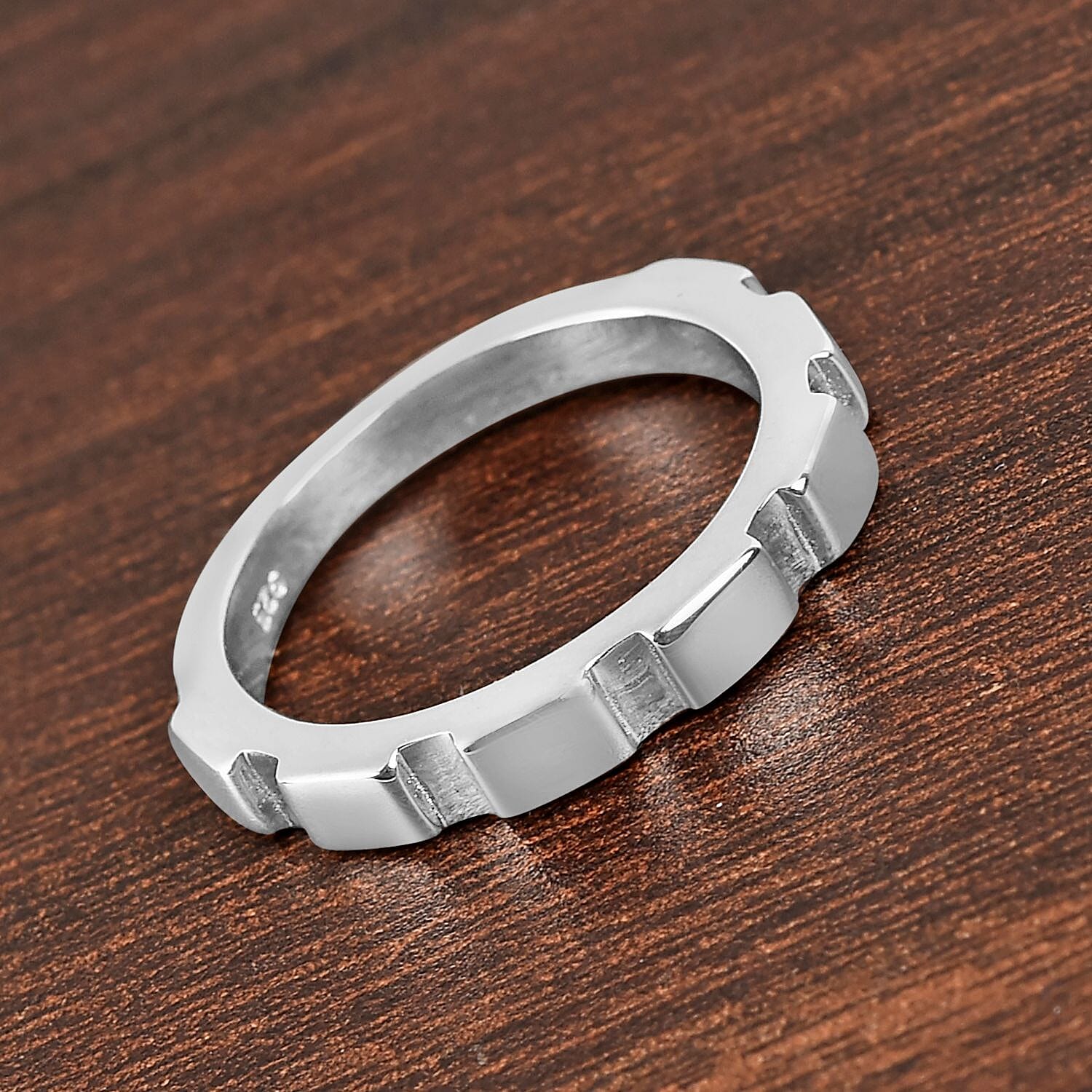 Platinum Overlay Sterling Silver Band Ring