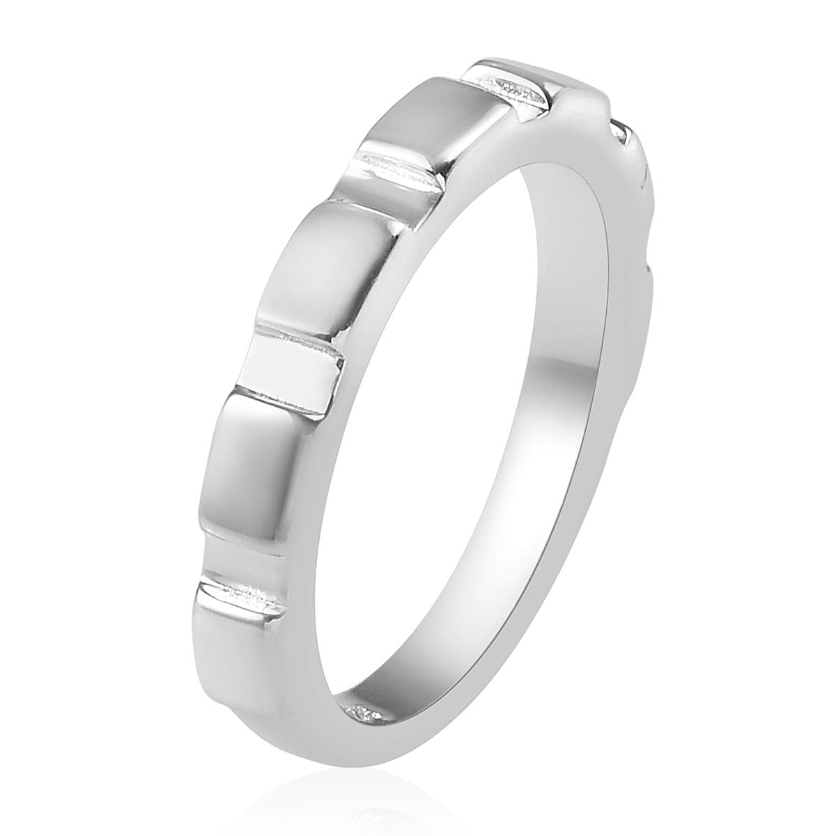 Platinum Overlay Sterling Silver Band Ring