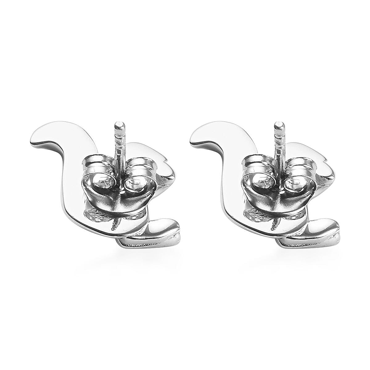 Platinum Overlay Sterling Silver Squirrel Earrings (with Push Back)